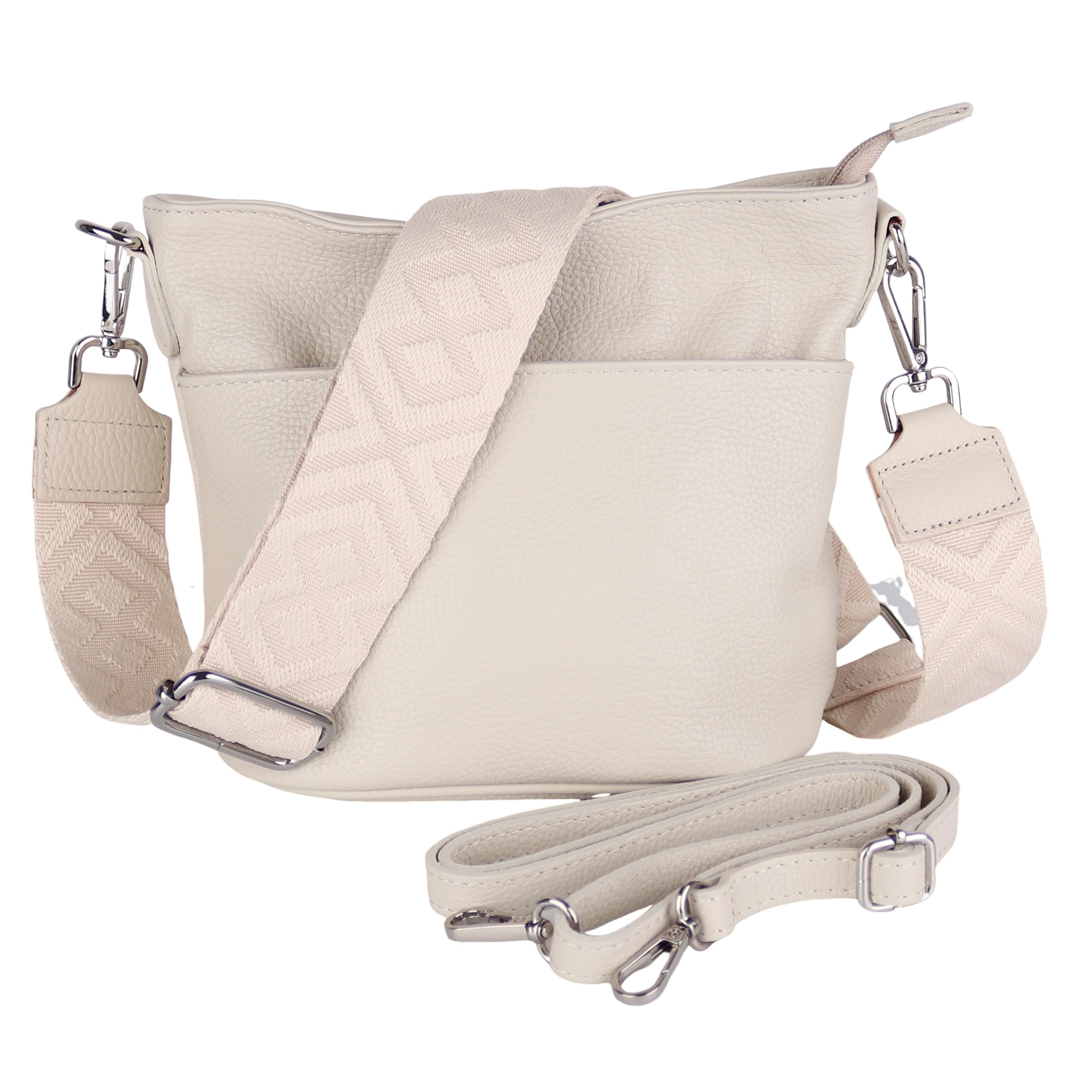MIRROSI Damen Umhängetasche, Crossbody Bag, Echtleder I Made in Italy (1 Tasche 1 oder 2 Gurt(e)), 24x18x12cm (BXHXT) Mittelgroß