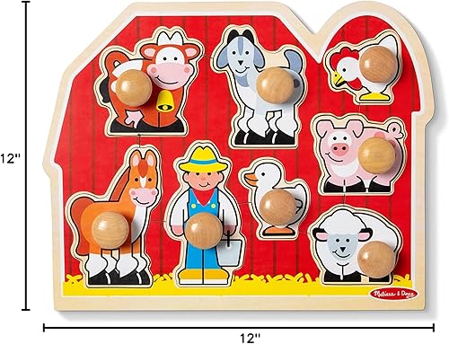 Miniatura 10 de Melissa  Doug - Rompecabezas jumbo de granja con pomos coloridas obras de arte de granja 8 piezas gran regalo para niñas y niños mejor para bebés y