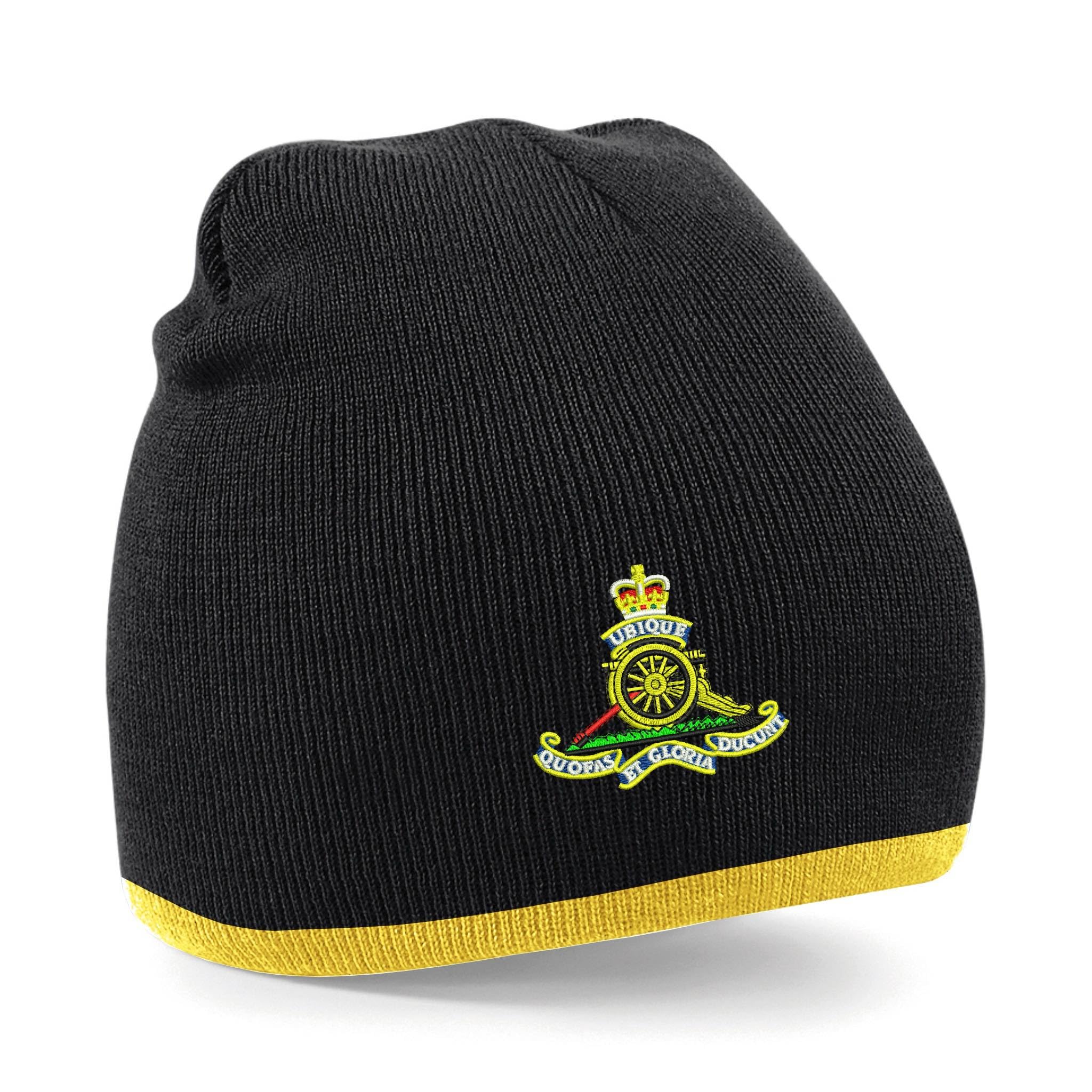The Military Store Unisex Black/Gold Royal Artillery Beanie Hat