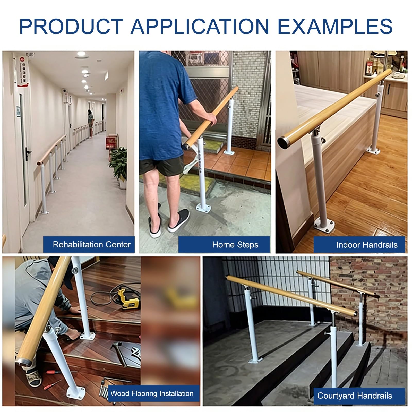 Barras paralelas de rehabilitación y fisioterapia, de altura ajustables, equipo de entrenamiento para la rehabilitación de miembros inferiores en bipedestación(140cm/55.1in)