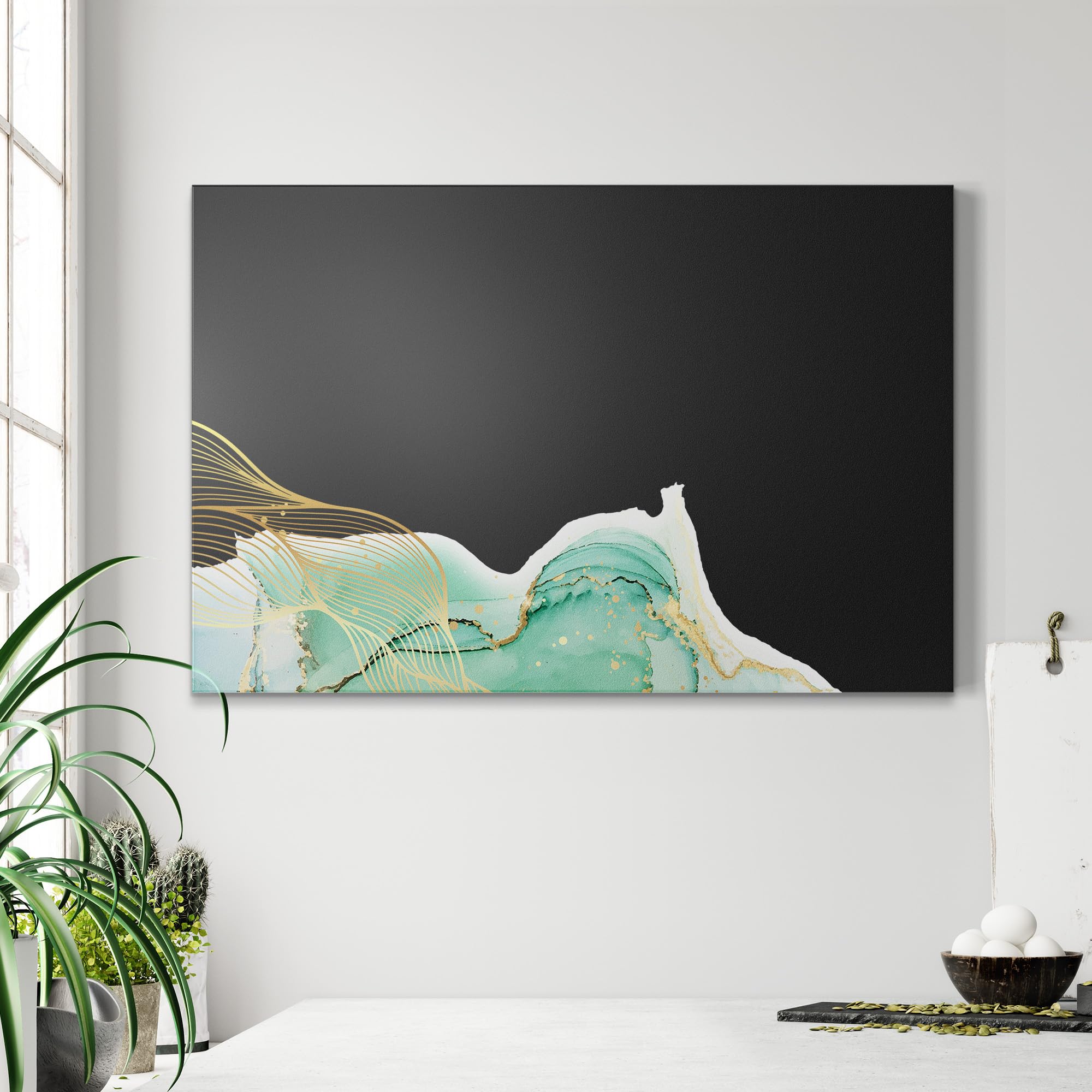 DEQORI Magnetyczna tablica do pisania kredą z nadrukiem UV | motyw "kolorowy połysk i złoto" | prostokątna tablica o wymiarach 90 x 60 cm | metalowa tablica kredowa do pisania – dekoracja ścienna do