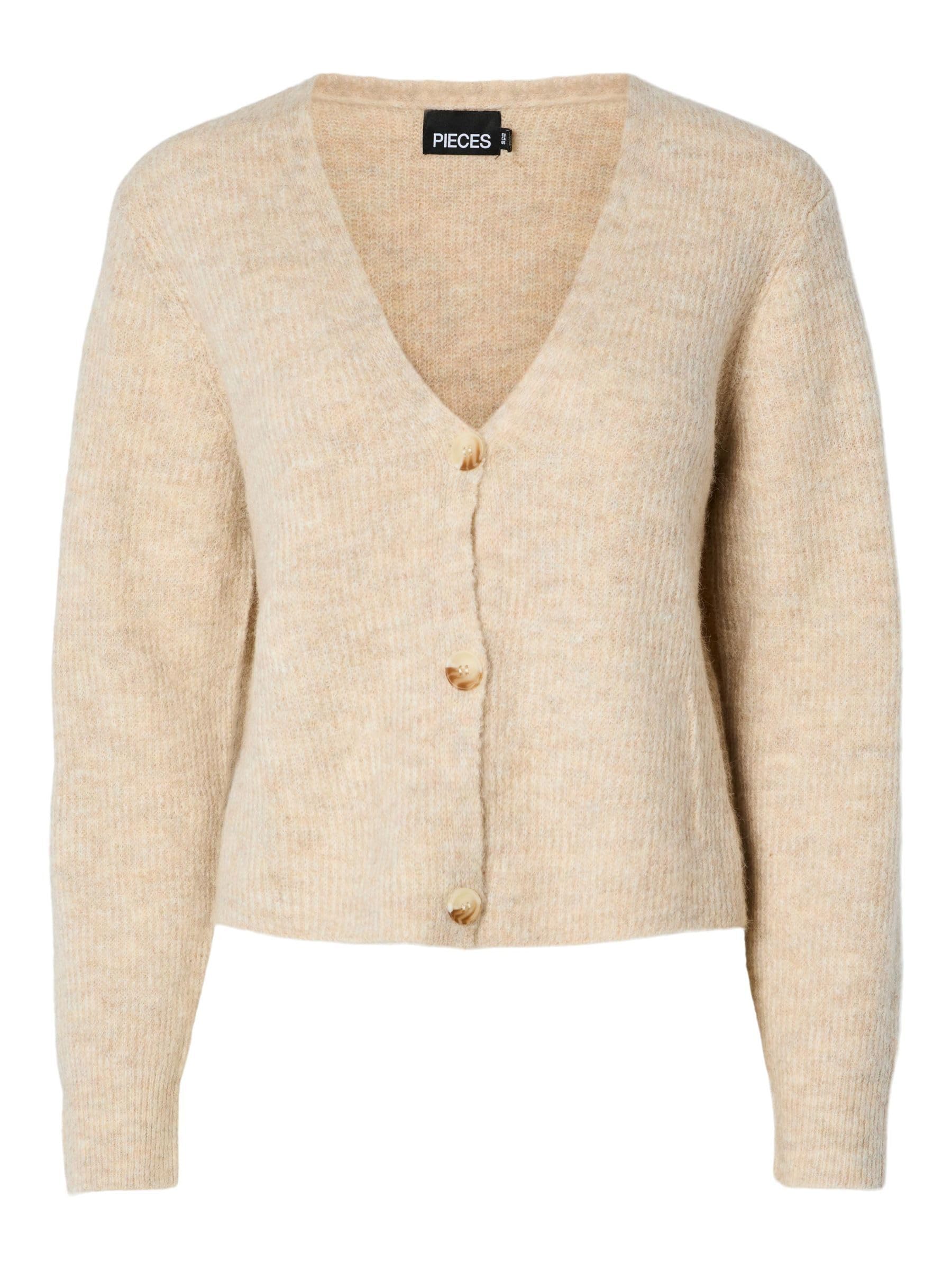 PIECES Pcellen Cardigan Femme XL Blanc Poivre: Chaleur et Style en Laine