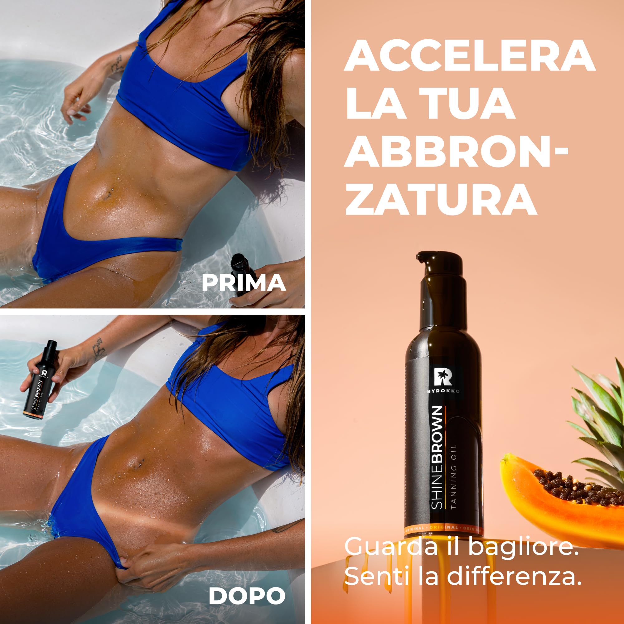 Byrokko Shine Brown Fast Olio acceleratore abbronzante per lettino e all'aperto
