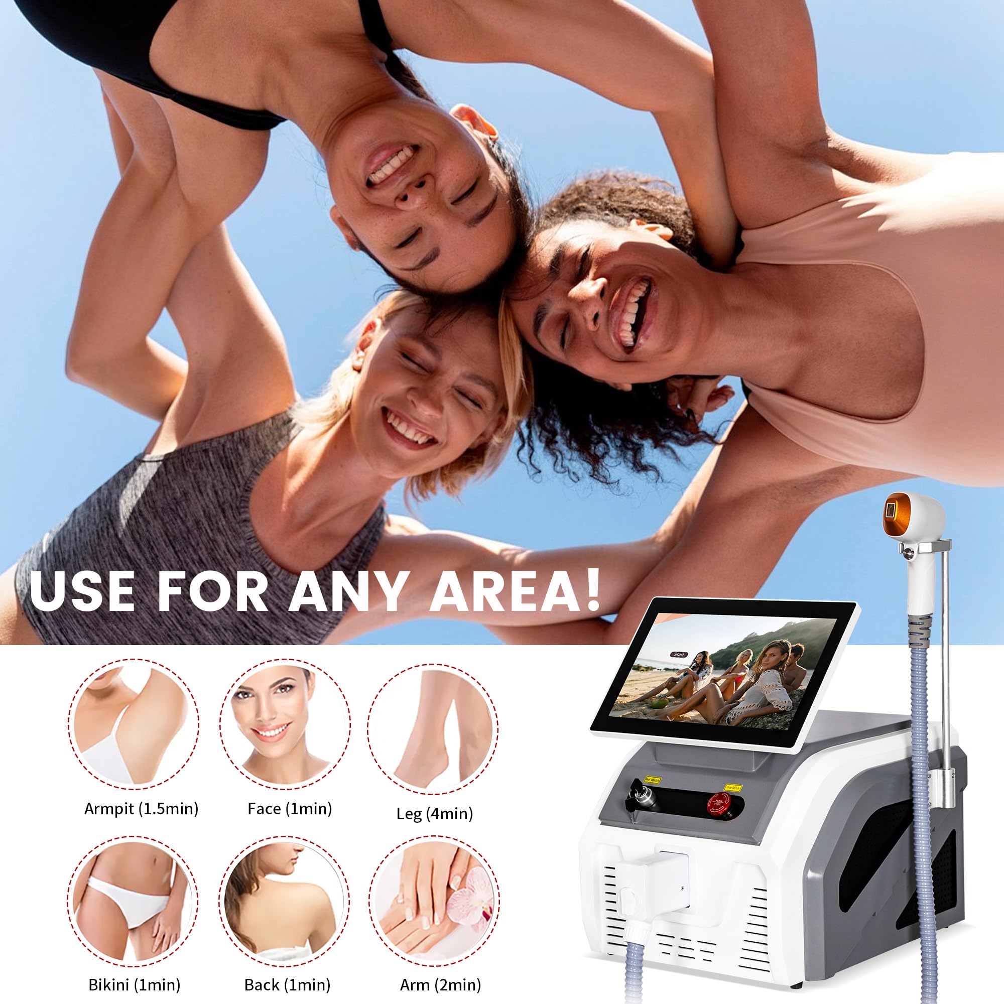 808nm Diodenlaser Haarentfernungsgerät 3 Wellen Eis Titan schmerzfreie dauerhafte Alexandrit Technologie für professionelle Salons 2026