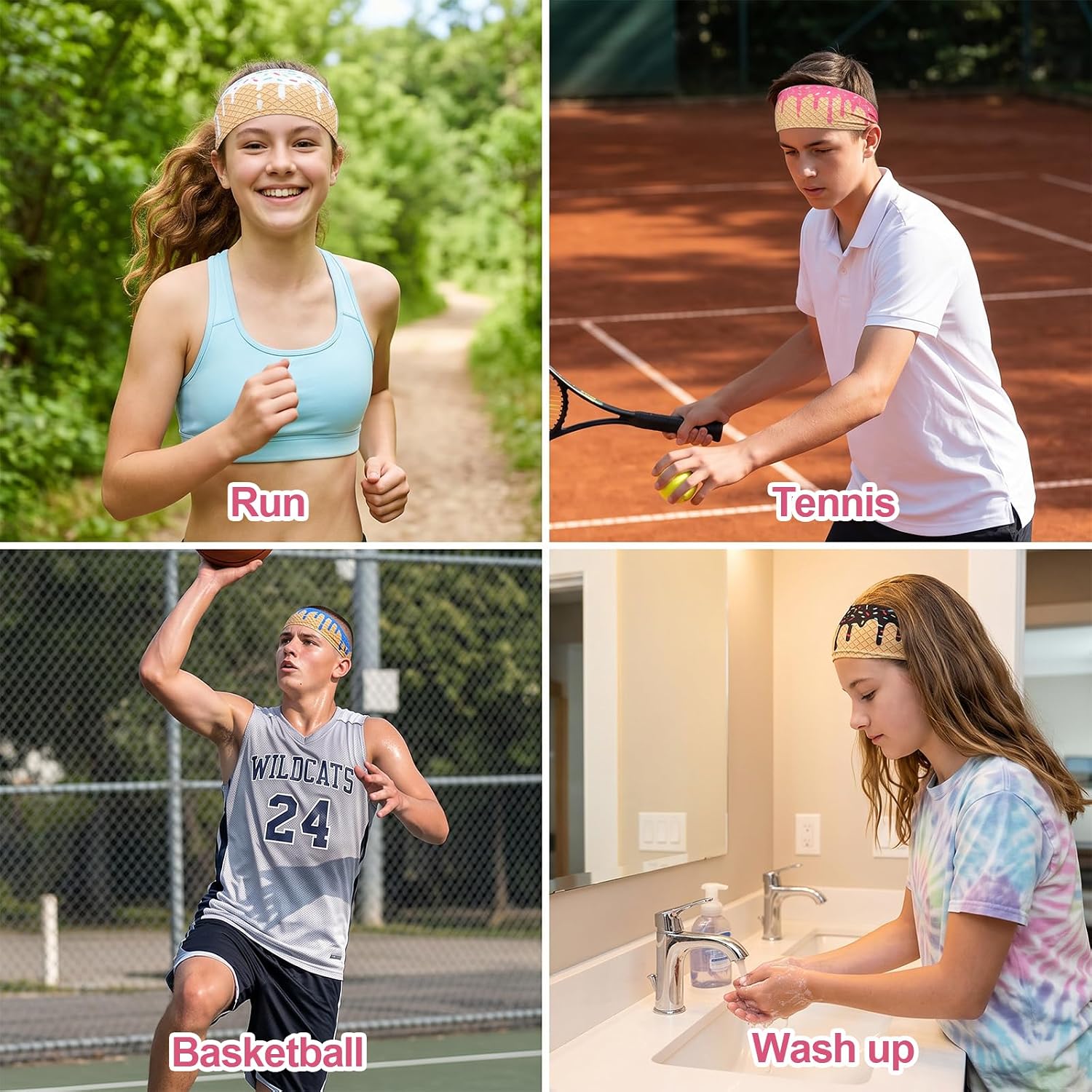 18 Pcs Baseball Headbands Set 6 Colors Sweat Wicking Headband