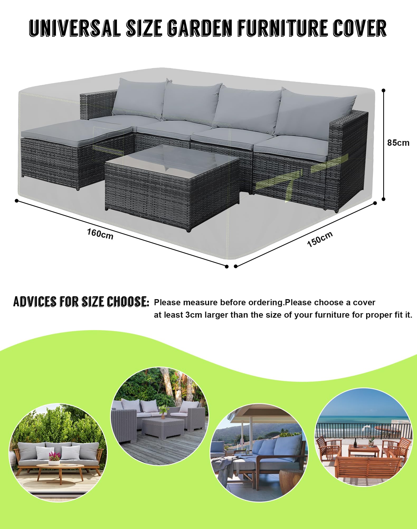 VDISRR Abdeckung Gartenmöbel Winterfest, 420D Oxford Abdeckplane Gartenmöbel 160x150x85cm, Abdeckhaube Tischabdeckung mit Belüftungsöffnungen Wasserdicht, UV-beständig für Gartentisch Sitzgruppe
