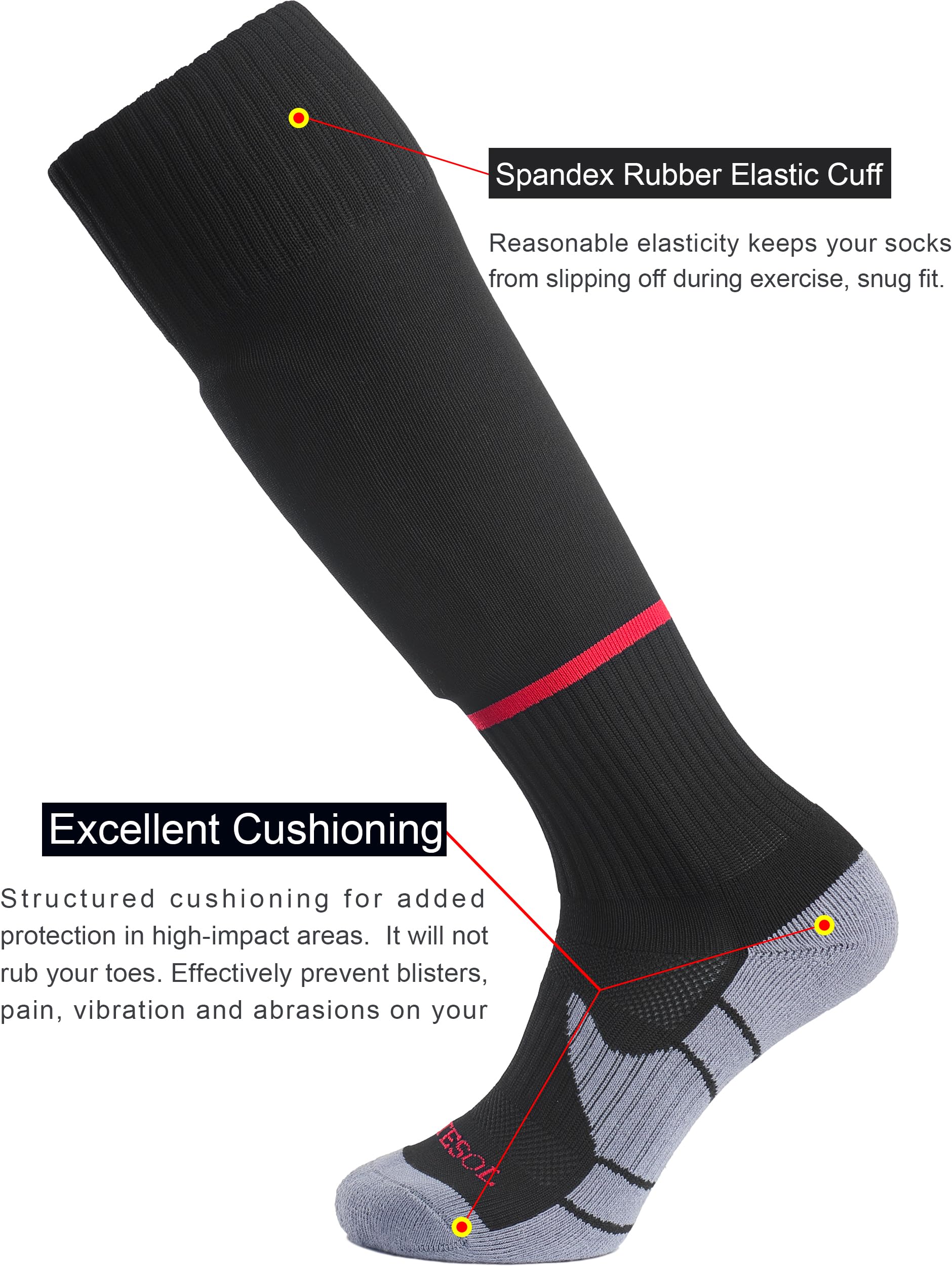APTESOL Chaussettes de football montantes pour jeunes – Chaussettes de sport d'équipe pour homme et femme – Chaussettes de compression athlétiques en coton pour homme et femme (5 paires, multicolore,