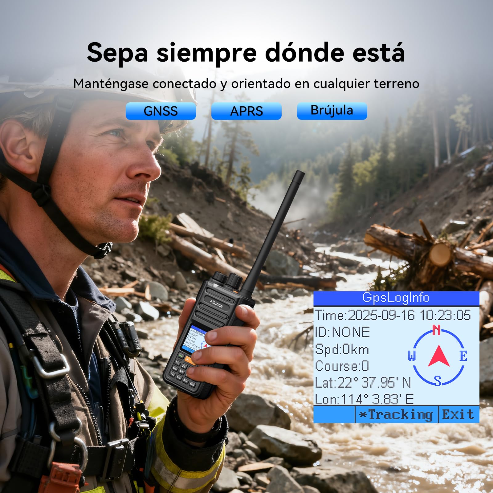 Retevis Ailunce HA2 Radioaficionado, Emisora Caza Walkie Talkie, APRS/GPS, Bluetooth, Control De Aplicaciones, Recepción de Banda de Aire, 2800mAh USB-C, IP67 Walkie Talkie Largo Alcance (1 Stück)