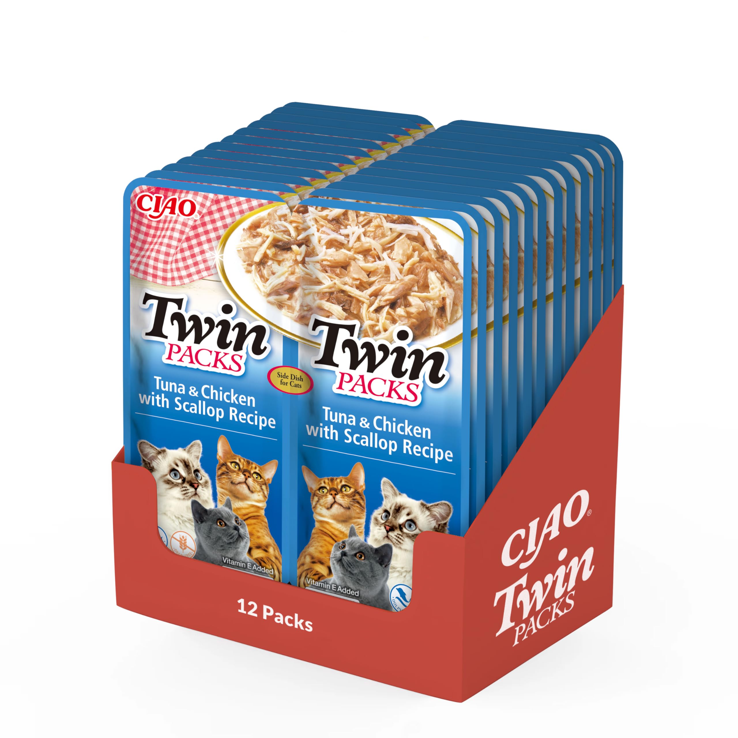 Ciao Twin Pack by INABA Wet Cat Food: Tuna & Chicken with Scallop Recipe in Scallop Broth (24 x 40g) / Grain-Free, Rich in Protein, Natural Ingredients, Delicious & Healthy Side Dish, Complement