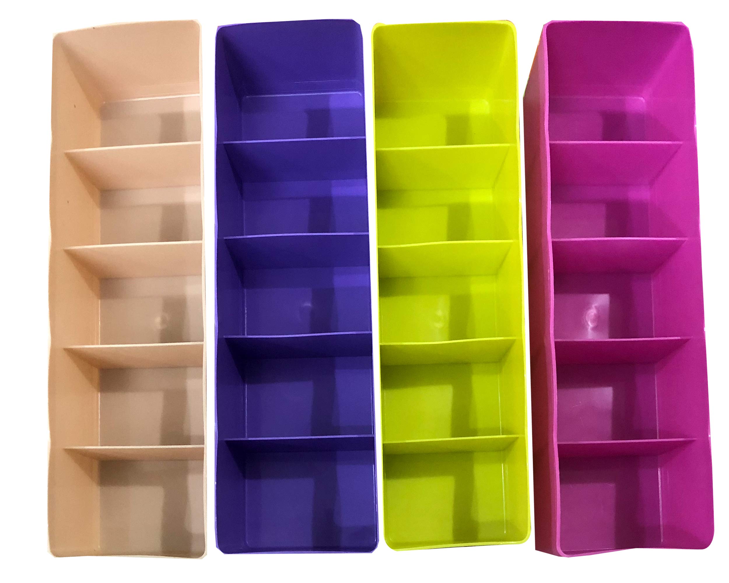 Avantae 5-Grid Plastic Storage Box Drawer Organizer (27 cm x 8 cm x 6 cm, Set of 4, Multicolour)-image-43