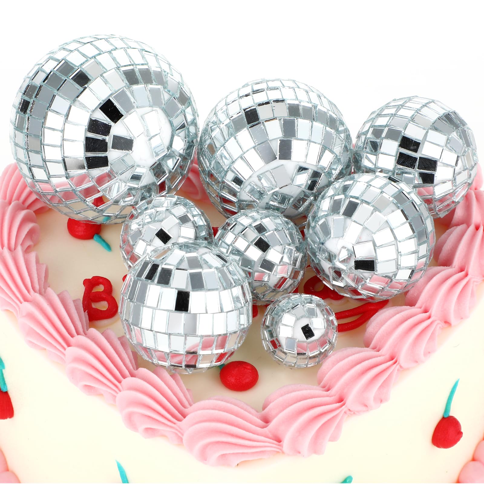 Accessoire Thème Années 70 Boules Disco Pour Gâteau - Décoration Fête Années 70 Boules Miroir Pour Dessert