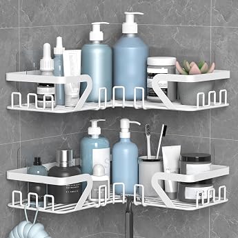 KEGII Shower Shelf No Drilling - Shower Shelf Corner Shampoo Holder White