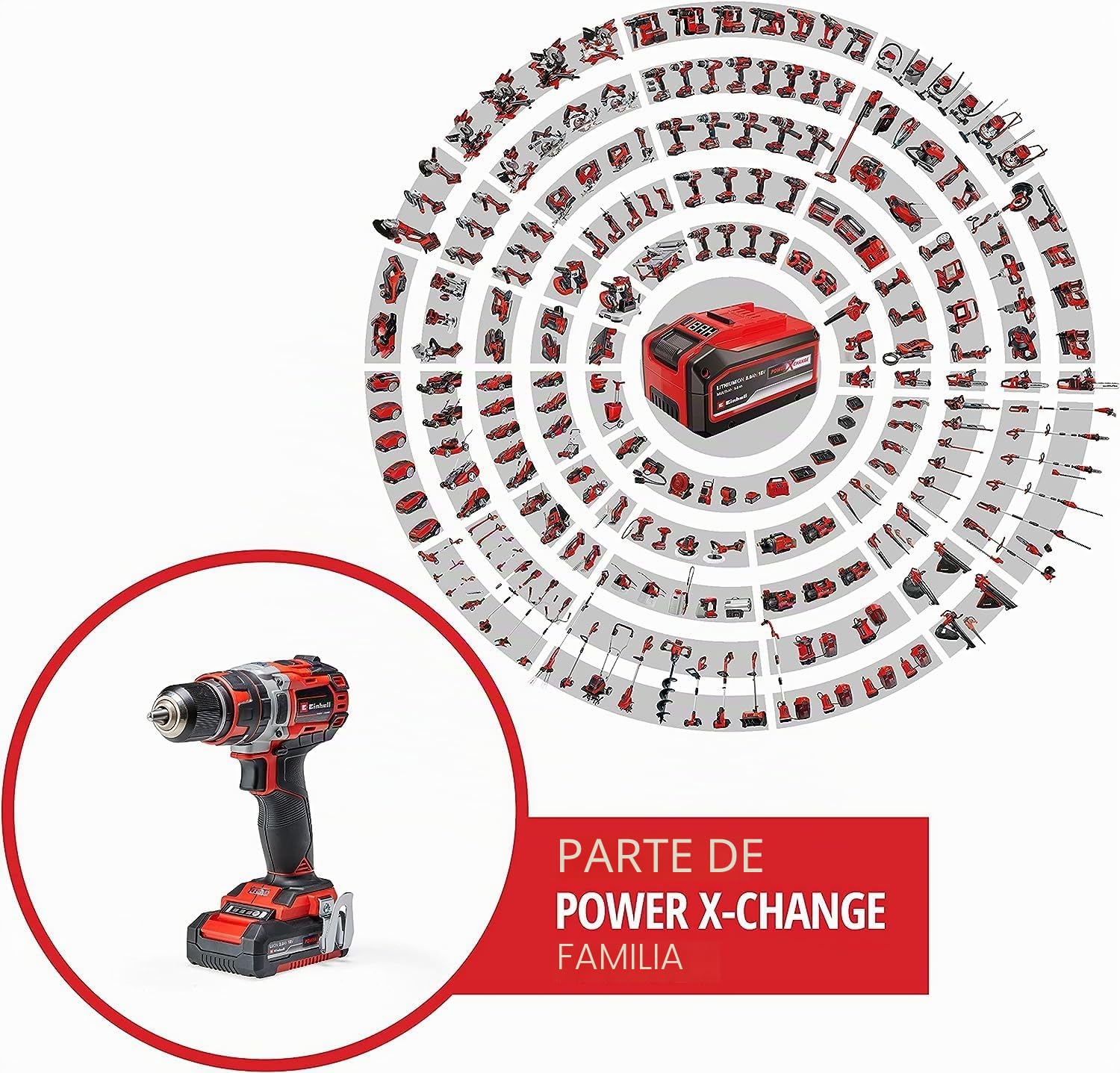 Einhell Taladro percutor atornillador inalámbrico TE-CD 18/50 Li-i BL Power X-Change (iones de litio, 18V, motor sin escobillas, control electrónico del par, 2 baterías 2.0 Ah y cargador) Negro Y Rojo