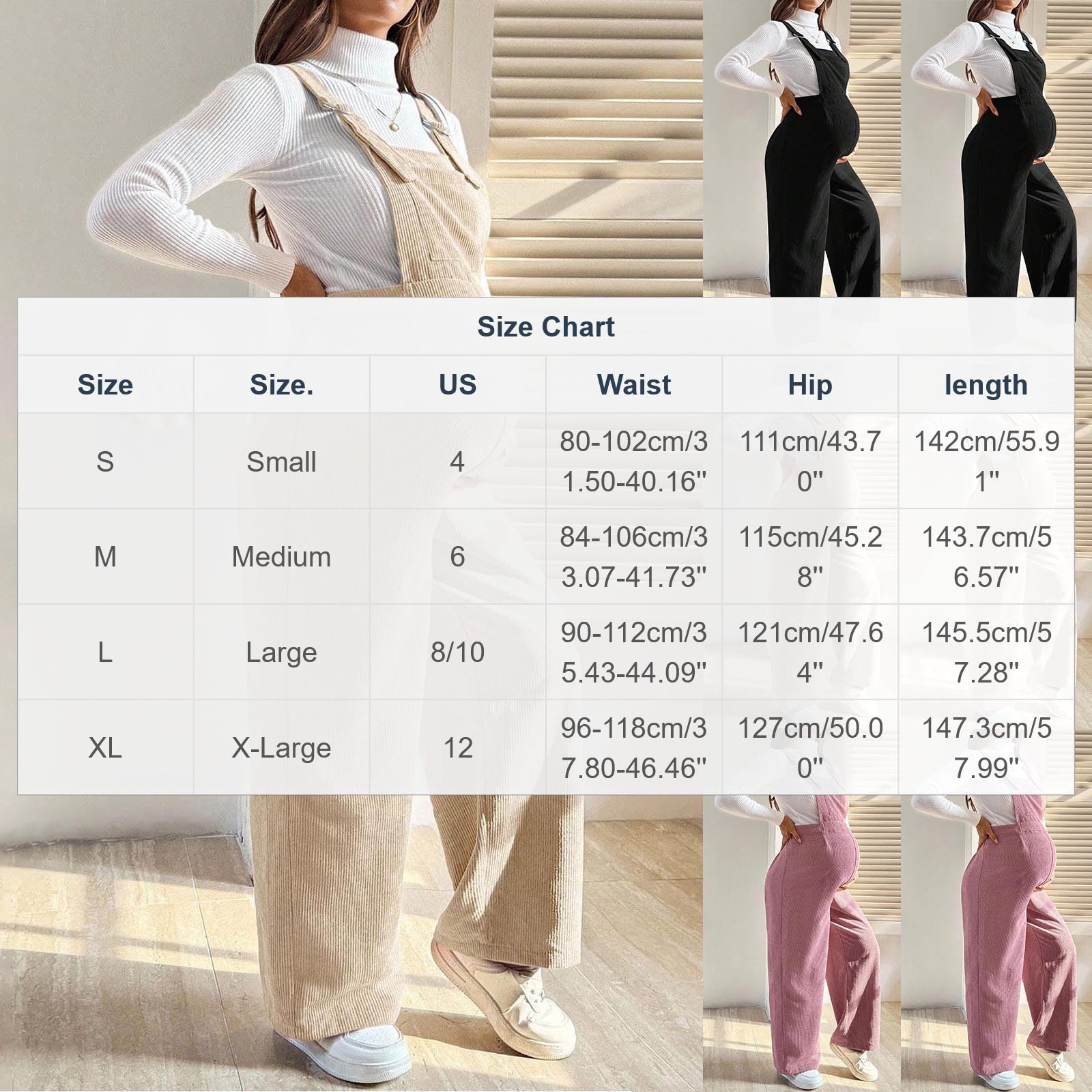 Pantaloni Salopette Premaman da Donna,Velluto a Coste Pantalone della Tuta sopra Il Pancioni Leggings Vita Regolabile Pantalone Elasticizzato Confortevole Pants Casual Abbigliamento