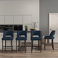 Vista 39 de VKNOW Juego de 2 Taburetes de Bar, Taburetes de Bar Tapizados de Altura de Mostrador, Taburetes Modernos de Mostrador con Patas de Madera para Isla