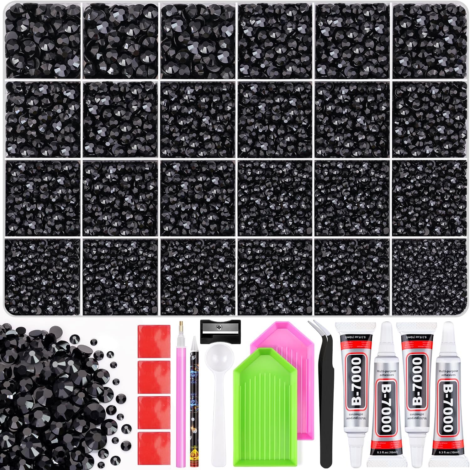 TINKRSTUFF 36000Pcs Black Rhinestones Bedazzling Kit