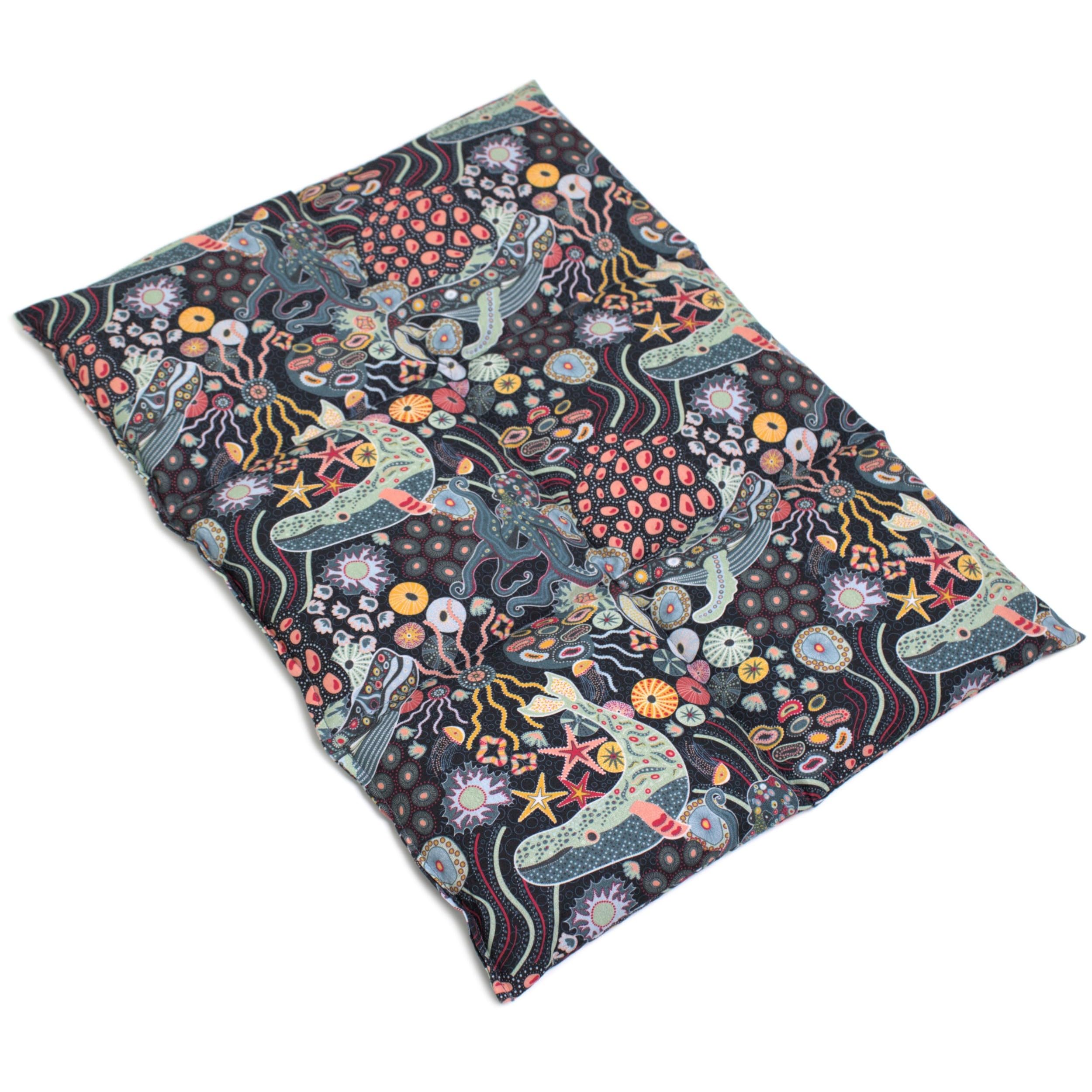 Cuscino termico 40x30 6 compartimenti - Semi di lino - Sotto l´oceano - cotone organico - Per la schiena, lo stomaco e molto altro - Terapia caldo e freddo