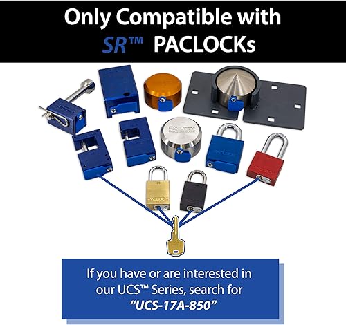 Miniatura 5 de PACLOCK Serie BL17A-850 Block-Lock, aluminio anodizado azul, cilindro de 6 pines de alta seguridad, una cerradura con llave a un número U-Pick! con