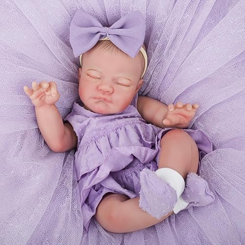 Miniatura 6 de WOOROY Muñecas realistas de bebé Reborn – Niña recién nacida durmiente de la vida real de 18 pulgadas, muñeca realista con cuerpo suave pesado