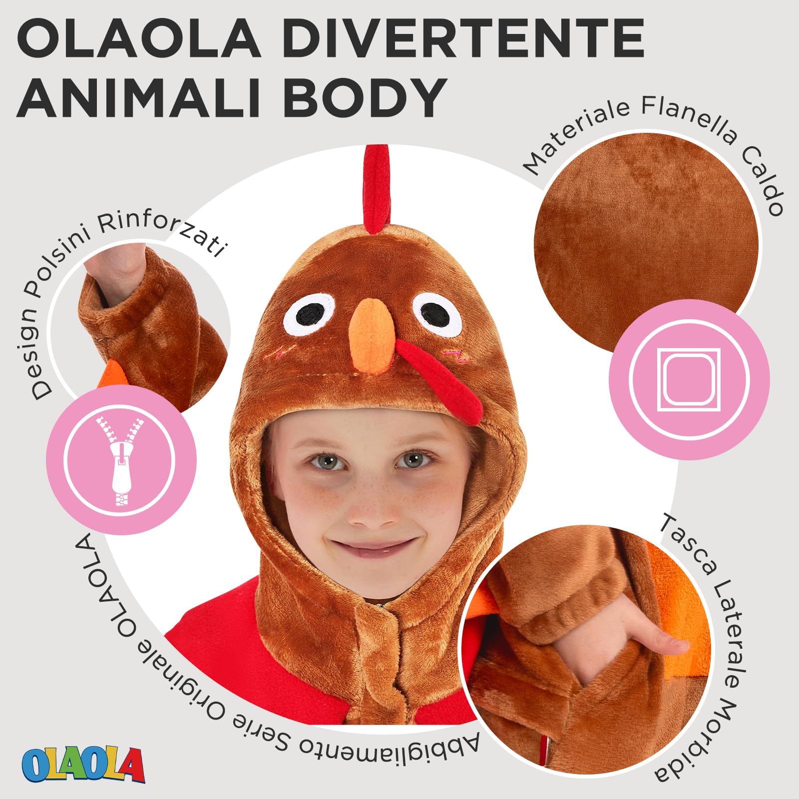 OLAOLA Pigiama Intero per Bambini Bambine Unisex Morbido Onesie Costume da Animale Pigiama per Carnevale Halloween Natale