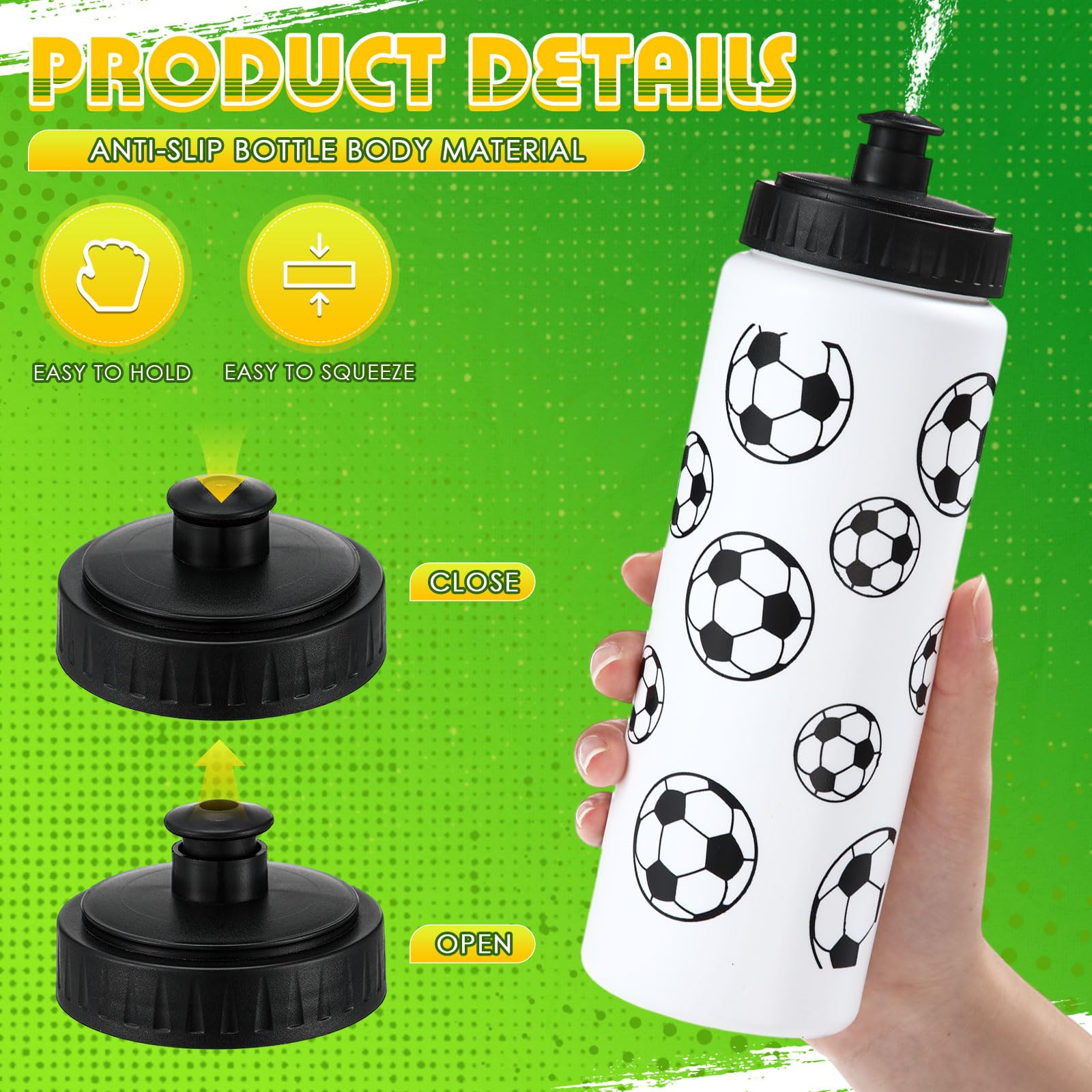 Fußball-Wasserflaschen, 590 ml, wiederverwendbar, für Partys, Spieler, Liebhaber, Teamgeschenke, Fitnessstudio, 12 Stück