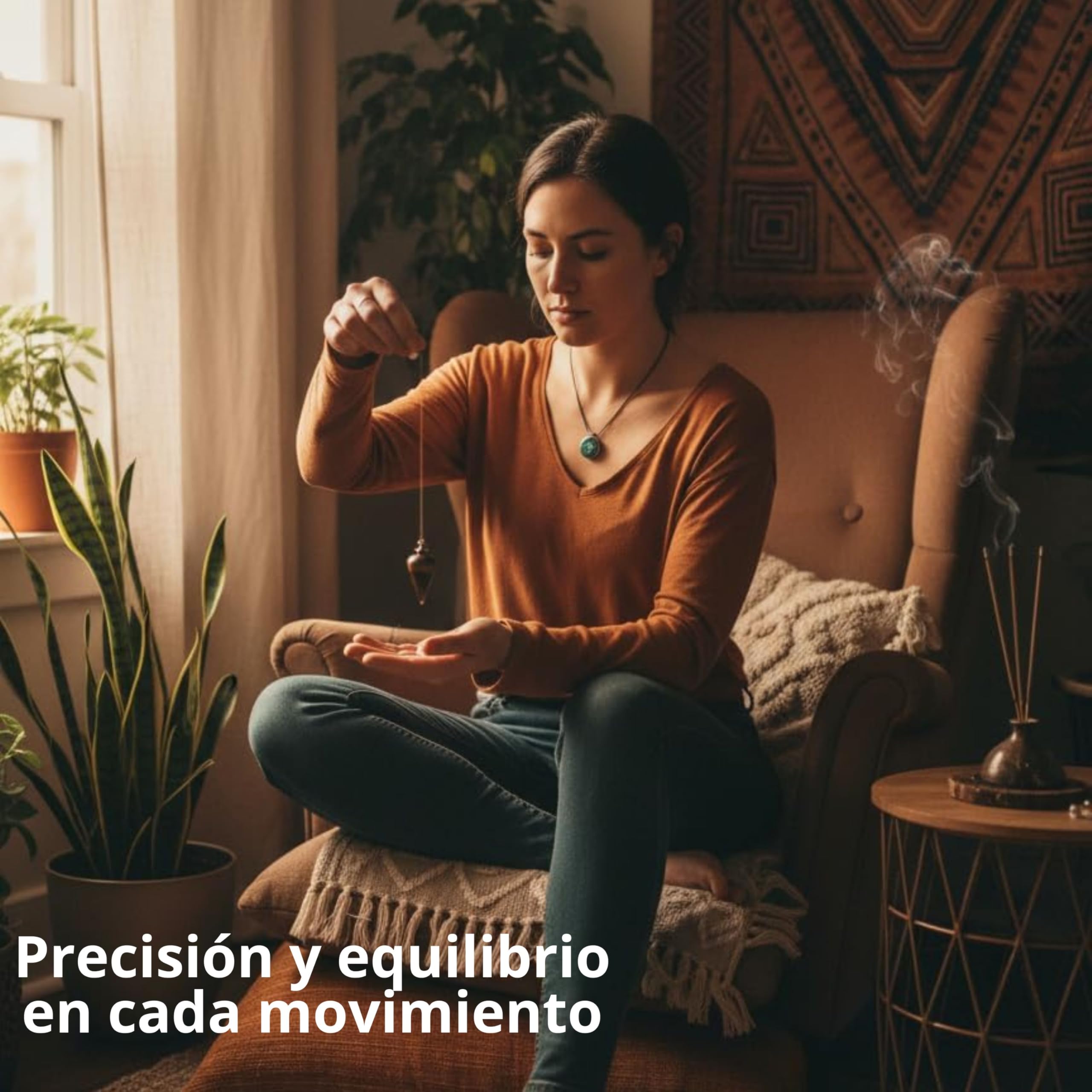 Péndulo Adivinación Ojo deTigre Natural + 1 Palo Santo + Bolsa de Almacenamiento | Herramienta de Radiestesia y Meditación para Tarot, Reiki y Sanación Espiritual | Cristal Auténtico. - 5