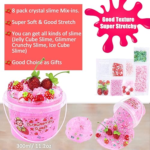 Vista 16 de LAWOHO Slime transparente para niños, kit de limo de uva morada para niñas y niños de 8 a 12 años, slime crujiente con cubos de gelatina, slimes