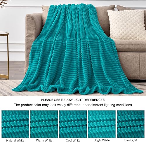 Miniatura 7 de BEDELITE - Manta decorativa de vellón para sofá, manta de jacquard acanalado 3D, suave y cálida, acogedora, mullida, ligera y afelpada para sofá y