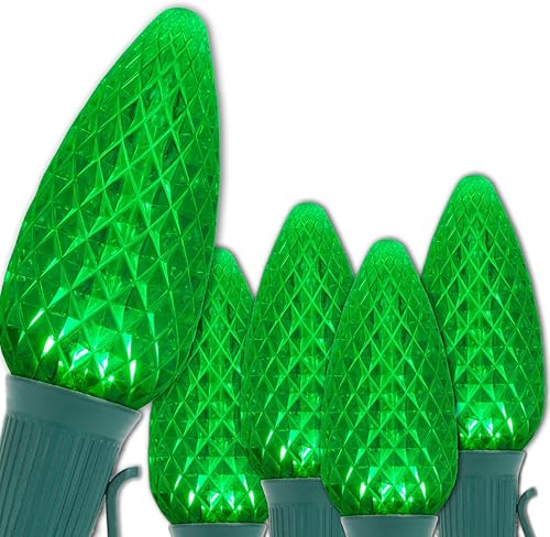 Miniatura 12 de Wintergreen Lighting 25 C9 OptiCore LED Luces Comerciales de Navidad para Exteriores – Luces de Cadena de Navidad de Servicio Pesado; Cable Verde