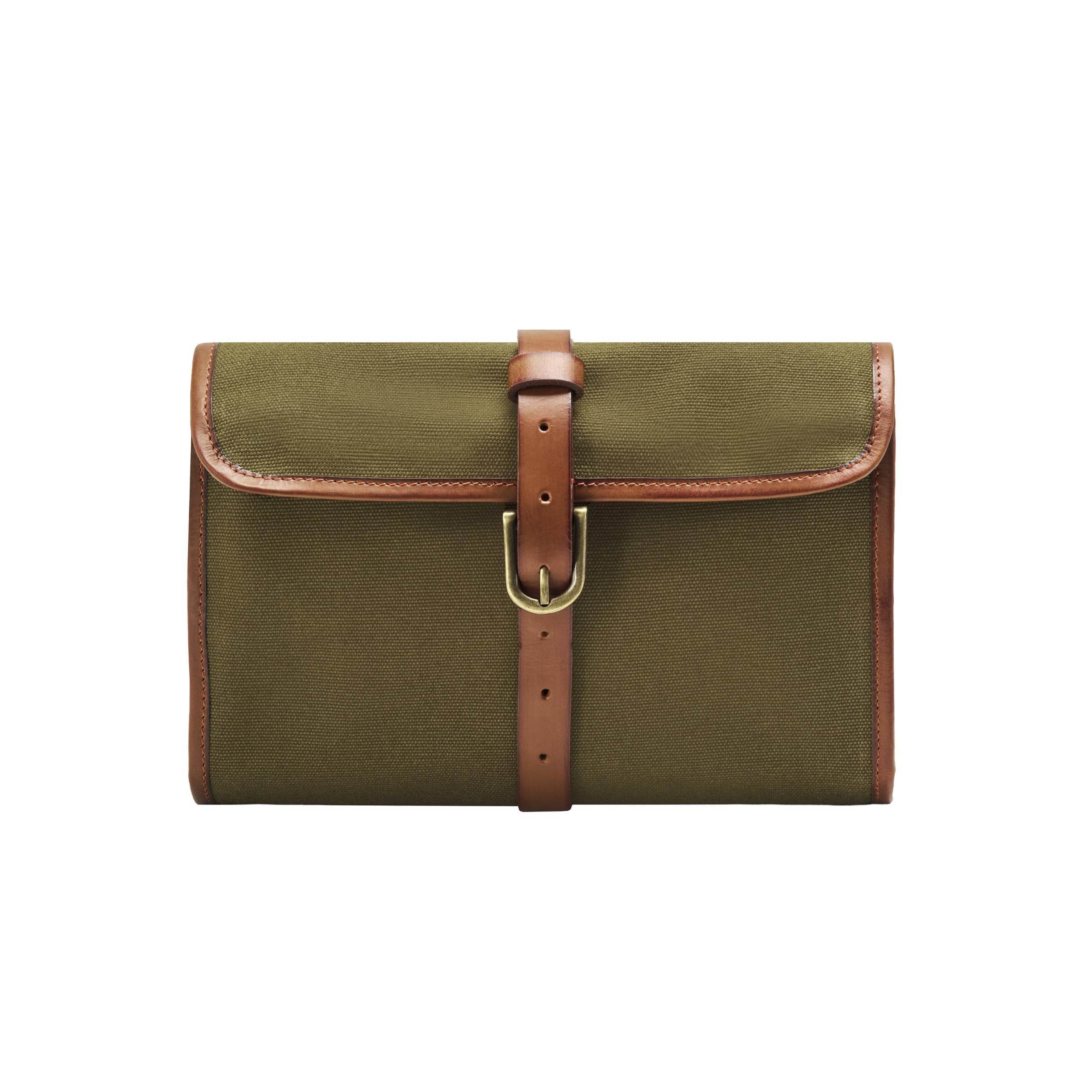 DRAKENSBERG Wash Bag - Bolsa de Aseo, Neceser para Colgar en el Look Safari Vintage para Mujer y Hombre, Hecho a Mano en Lona y Cuero