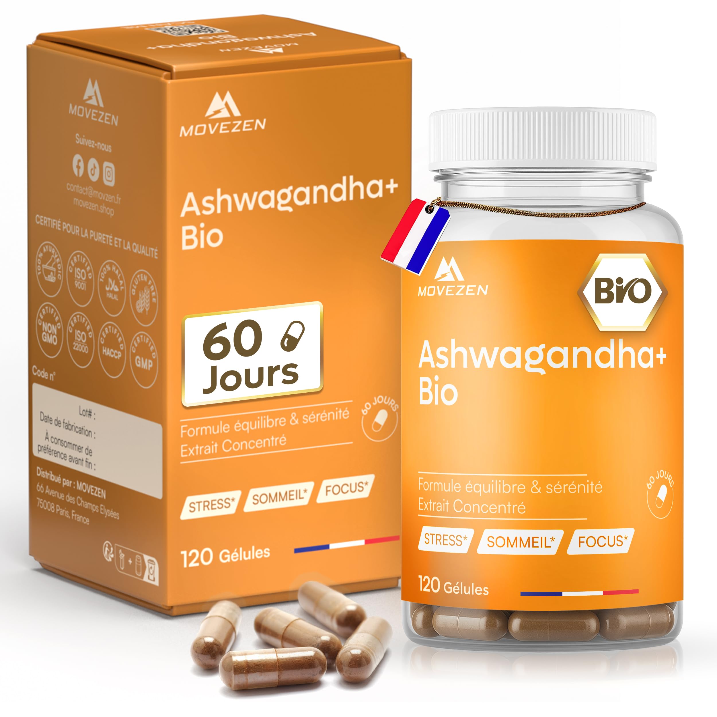 Pack Bien-Être & Énergie – Ashwagandha 2500 mg + Shilajit Pur 2500 mg – Stress, Vitalité, Performance – 240 Gélules Vegan