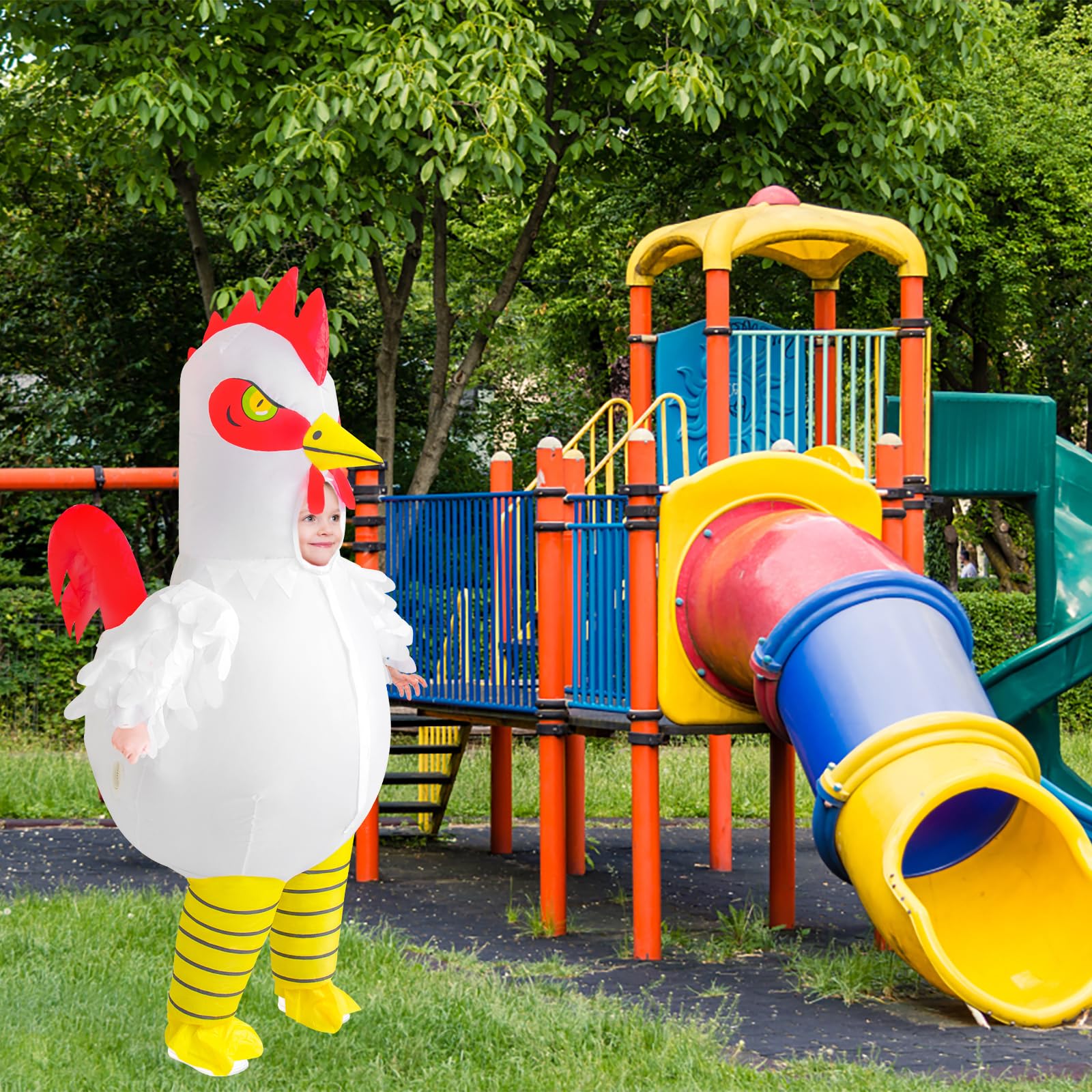 Costume de poulet gonflable pour adultes, enfants, femmes et hommes, costume d'Halloween pour cosplay, fête