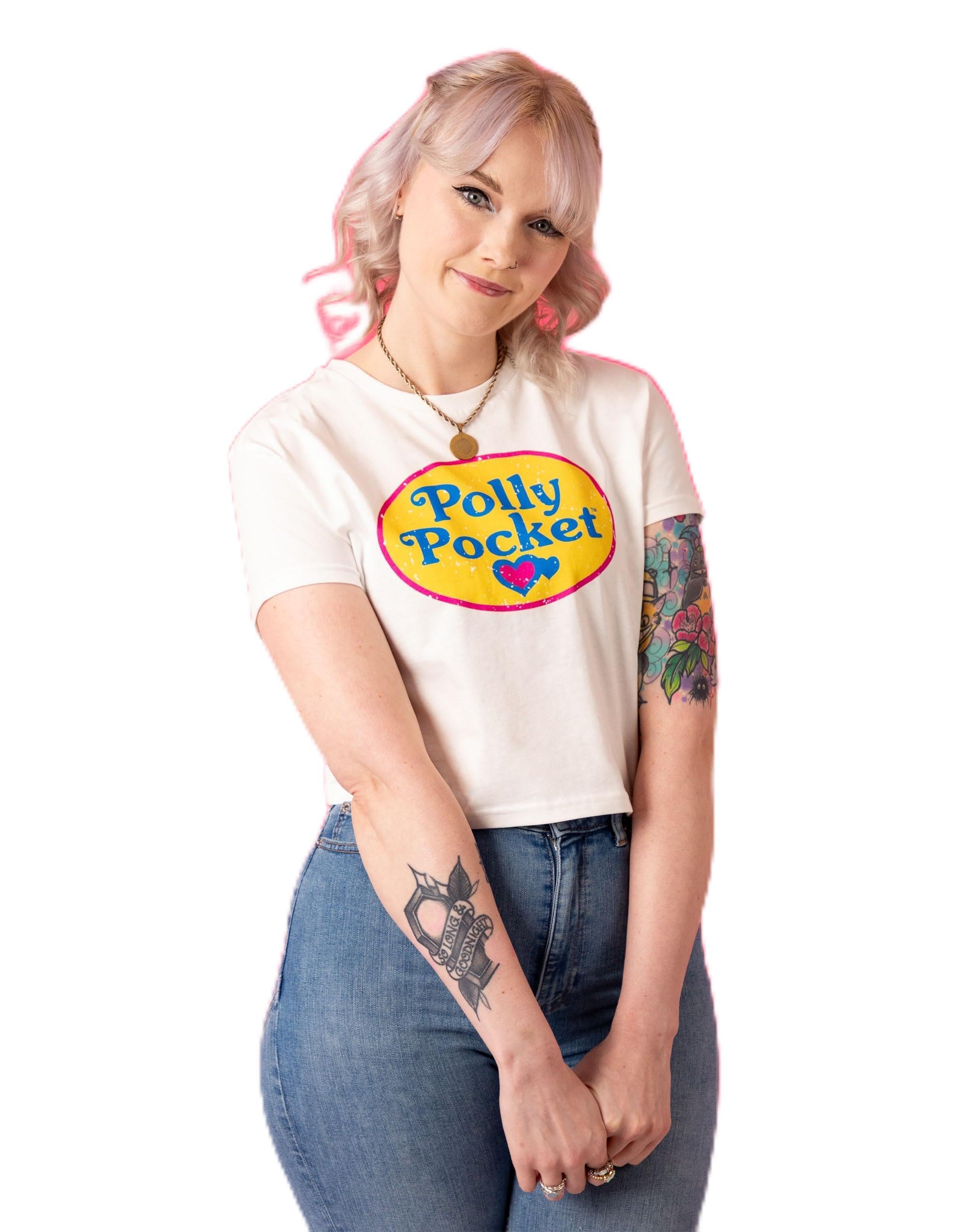 Polly Pocket (Xxx-Large) Cropped Short Sleeved T-Shirt (Womens ) White