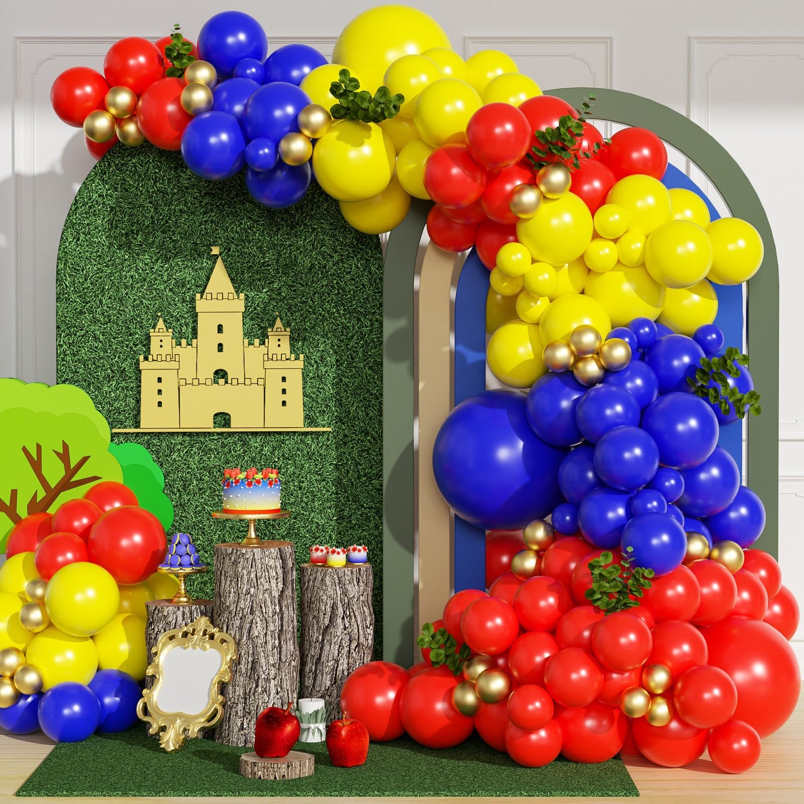 Photo 1 of 131pcs Red Blue and Yellow Balloon Arch Garland Kit for Birthday Party Decorations