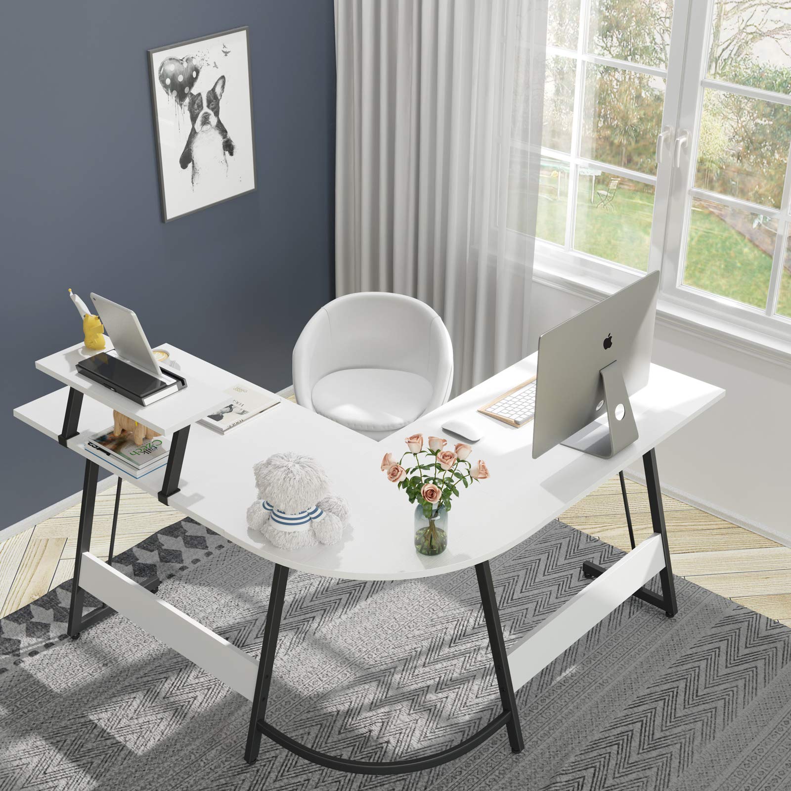 CubiCubi L Shaped Gaming Desk, 51.2" Home Office Gaming Desk, Corner