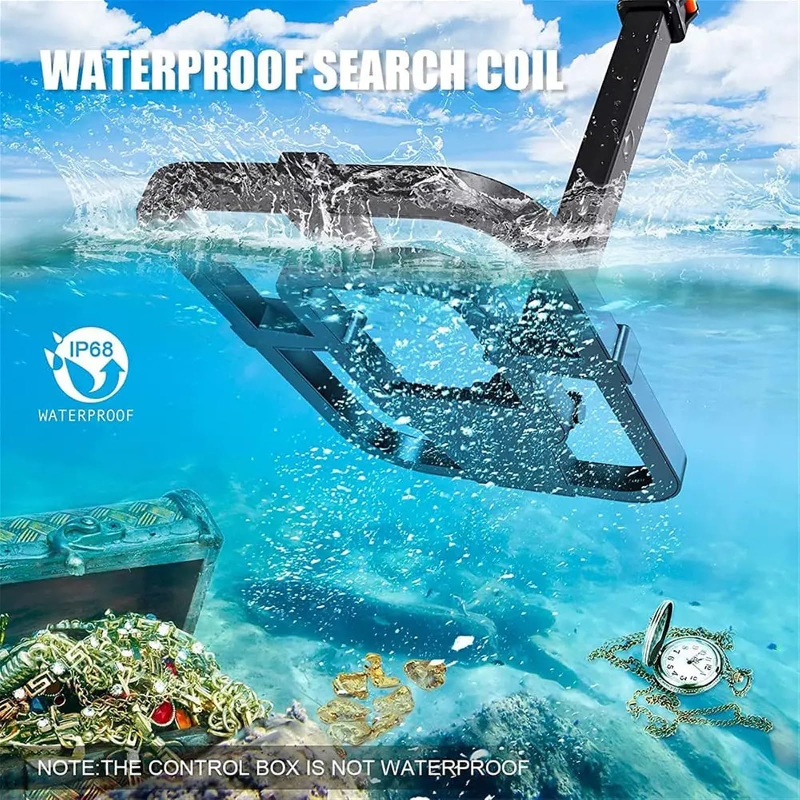 Faltbarer unterirdischer Metalldetektor, Verstellbarer Klappmetalldetektor mit hochpräziser, wasserdichter Suchspule, LCD zur Goldsuche