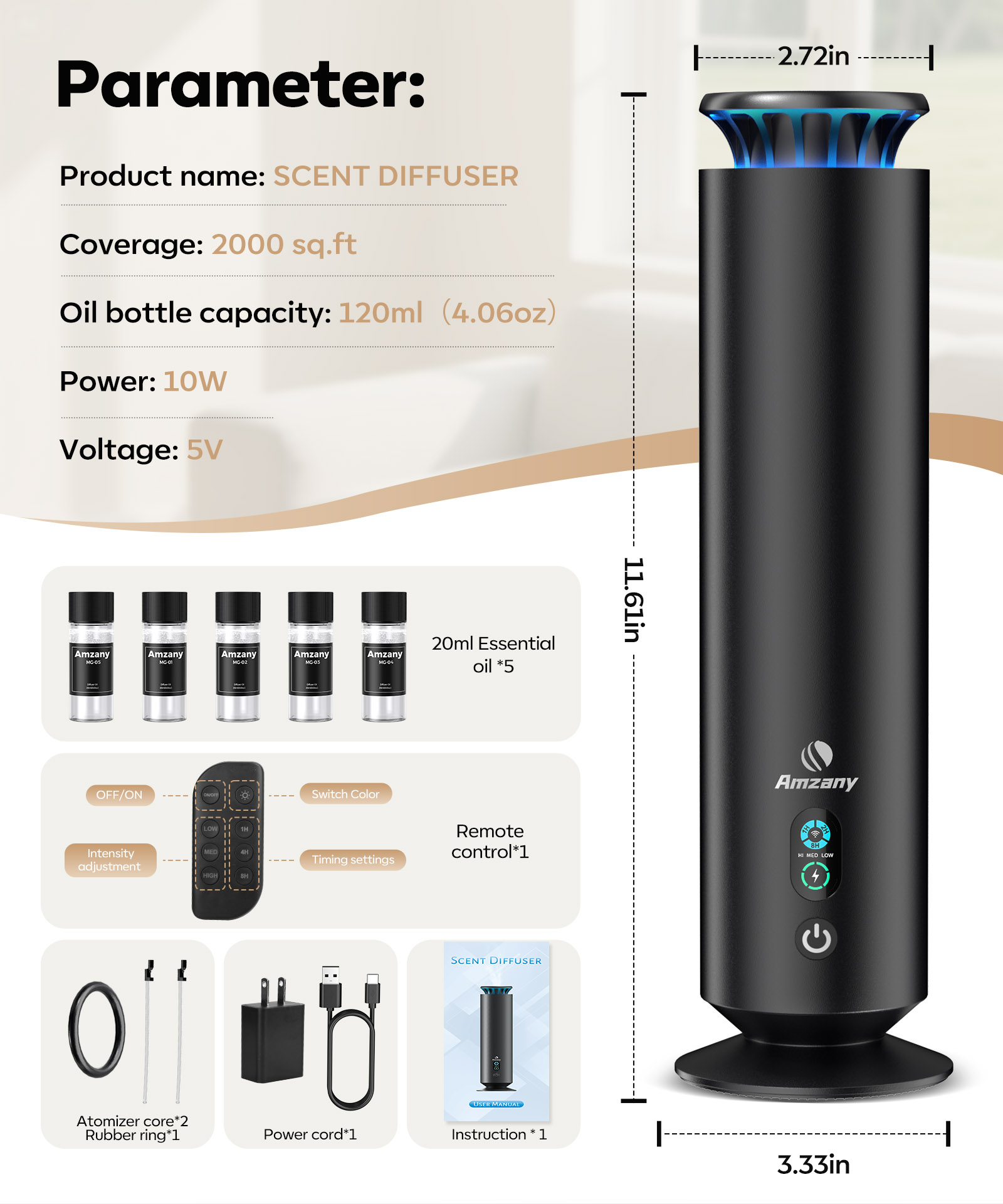 Amazon.com: Waterless Scent Diffuser Kit,Scent Diffuser with 7