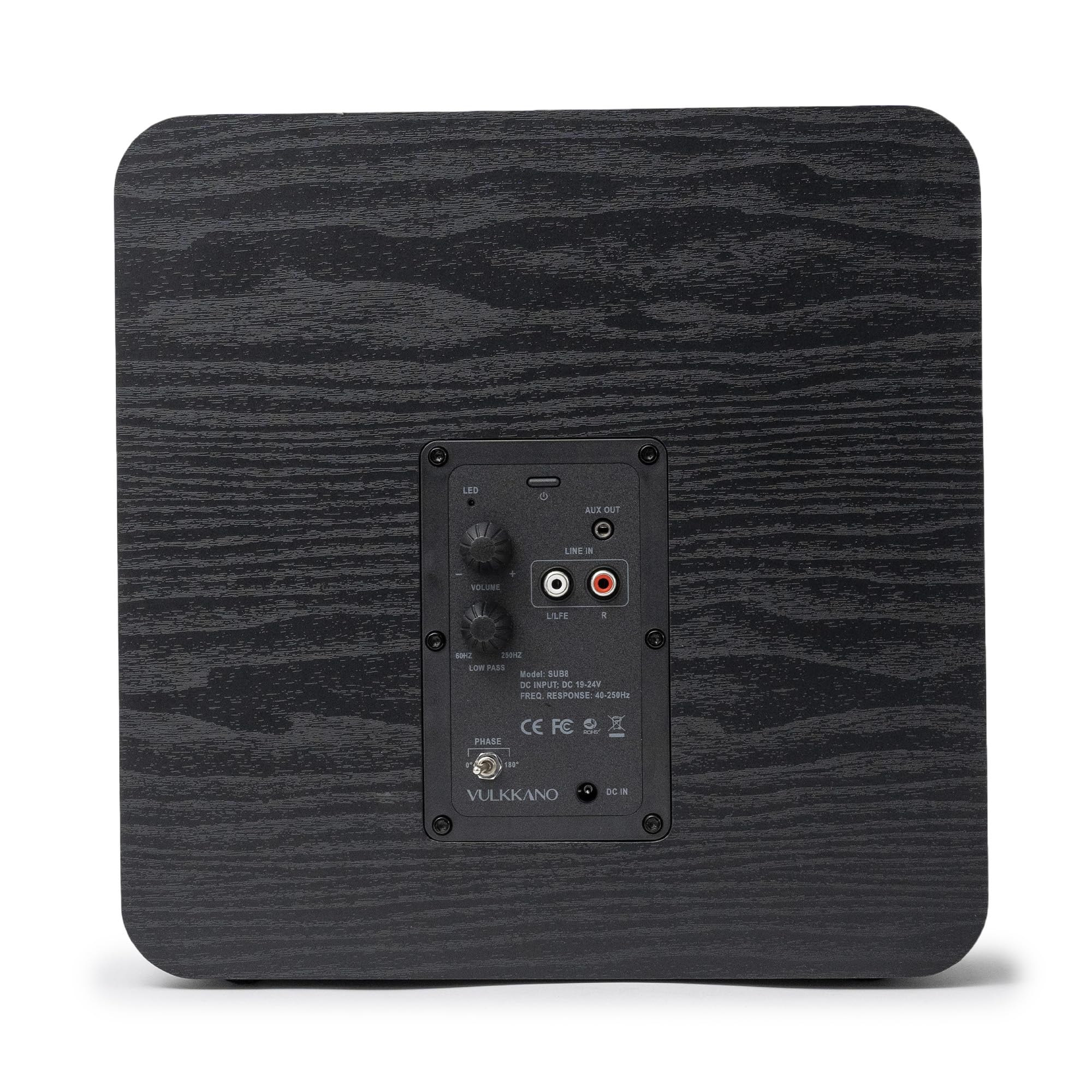 VULKKANO SUB8 Subwoofer Activ 8 Zol, Verstärkte mit 80W RMS, Frequenz de 40 Hz - 250 Hz, Crossover Einstellbar, Home HiFi Audio & Cinema.