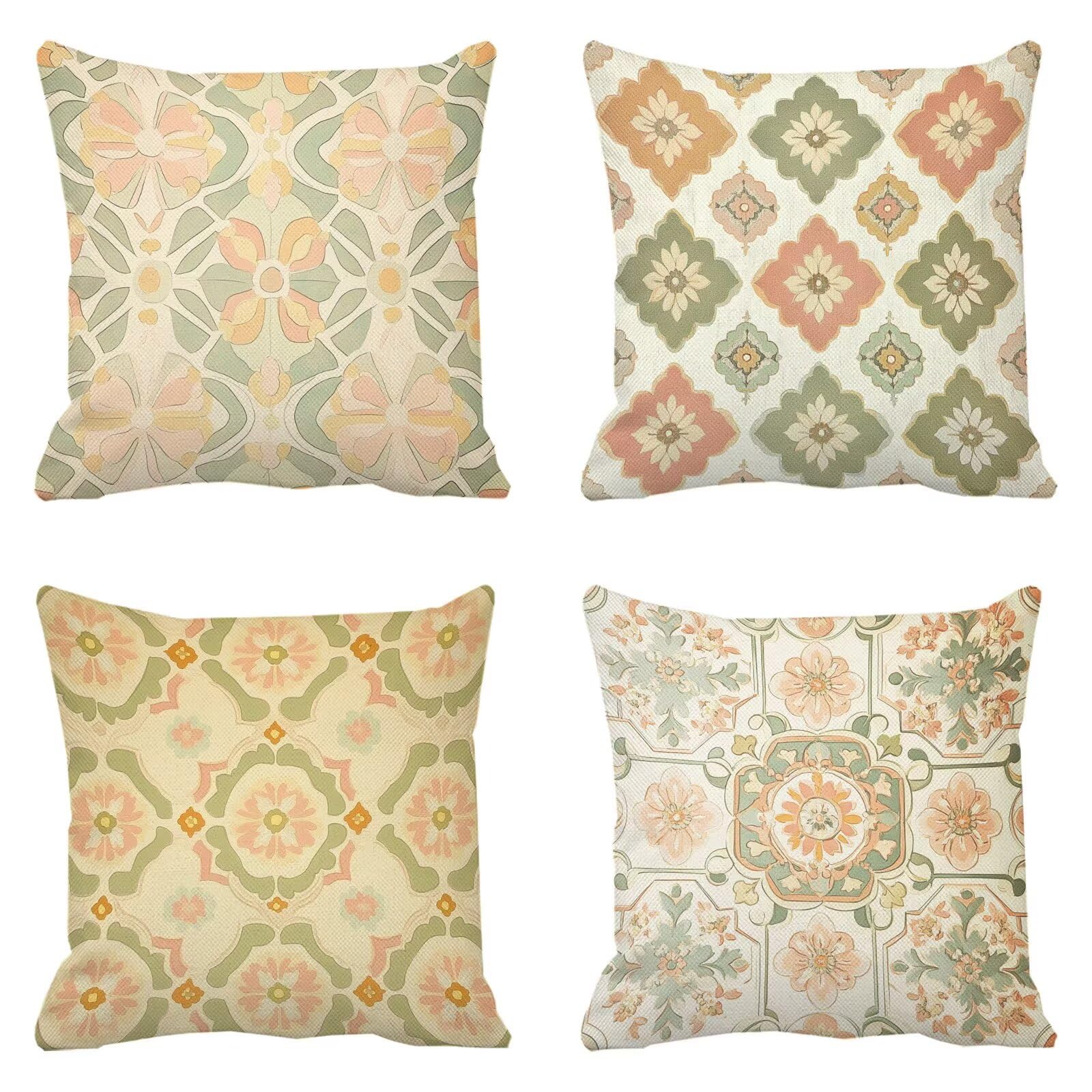 Housse de coussin bohème 50x50 taie d'oreiller imprimé lin pour décoration de lit et chaise