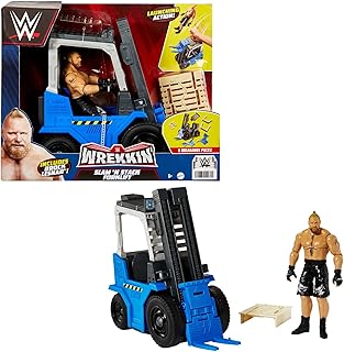WWE Wrekkin Slam N Stack Forklift Vehicle with Lifting Action and Breakable Parts, Includes 6-inch Brock Lesnar Basic Action Figure, Gift for Ages 6 Years Old & Up