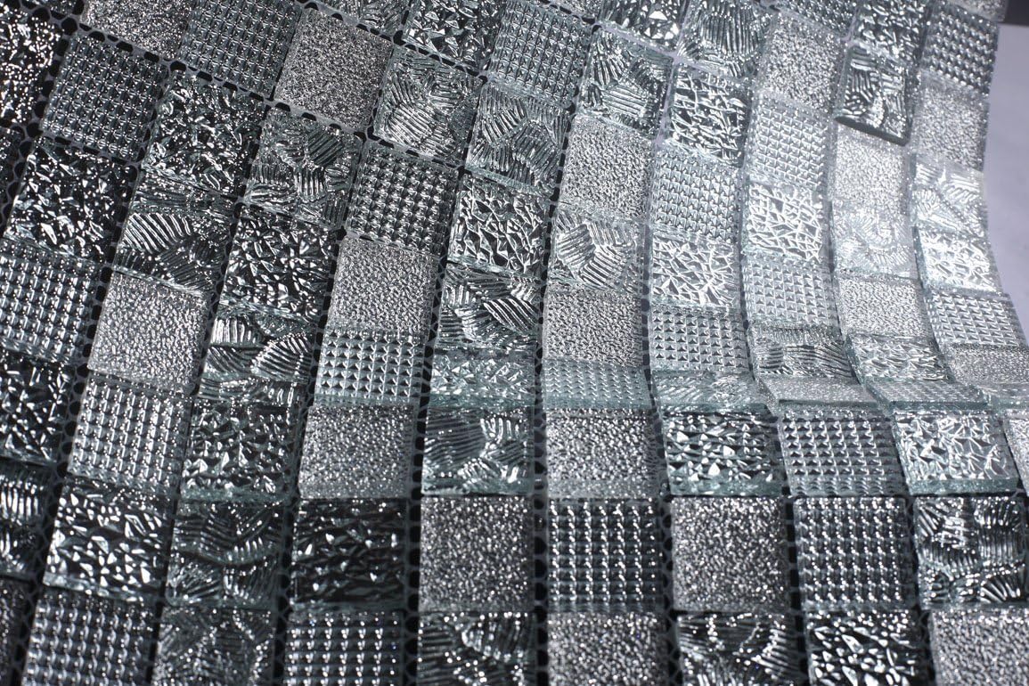 1 in. x 1 in. Orgamy Glass Square Pattern Mesh-Mounted Mosaic Tile