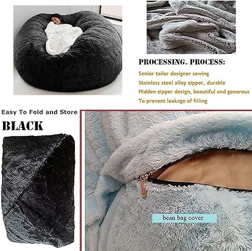 Miniatura 5 de Puf de gran tamaño de piel gigante (sin relleno) para muebles de sala de estar de adultos, grande, redondo, suave, esponjoso, sofá perezoso, muebles