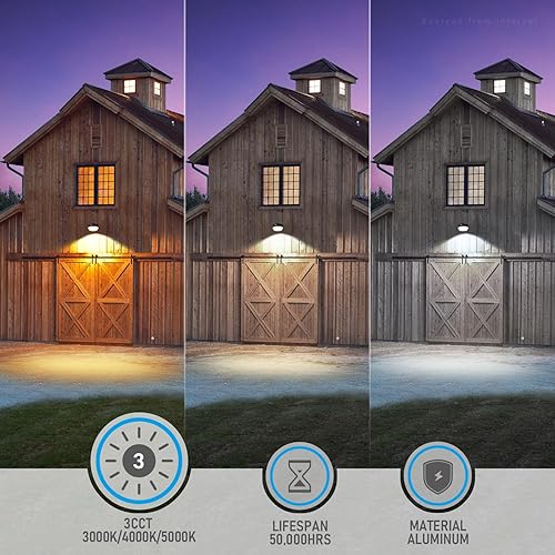 Miniatura 4 de TORCHSTAR Luz LED de granero regulable de 120 W96 W72 W, 3 CCT, iluminación exterior LED del anochecer al amanecer, 120-277 V, brillo y color