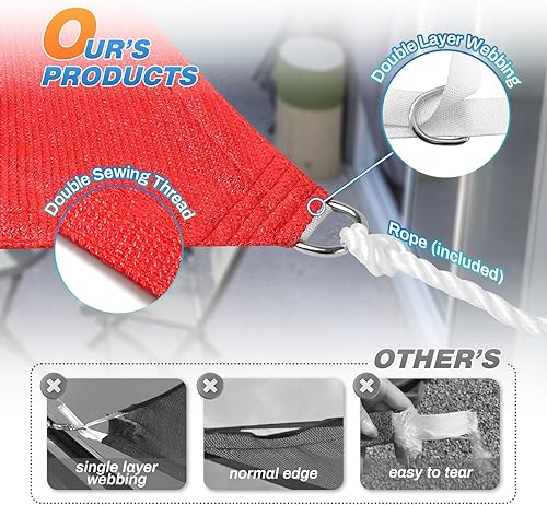 Miniatura 3 de TANG Sunshades Depot - Toldo rectangular permeable de 16 x 20 pies, color rojo, personalizable, estándar comercial, polietileno de alta densidad de