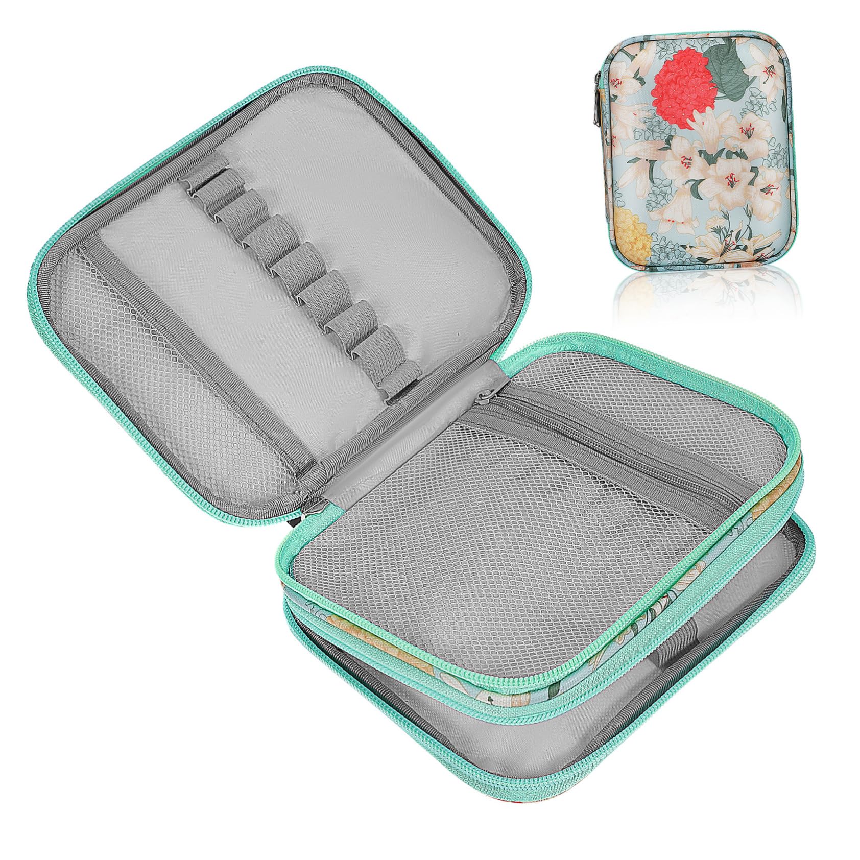 STOBOK 2piezas Estuche De De Ganchillo Diseño Floral Bolsa Organizadora De Almacenamiento Funda Portátil Para Accesorios De Crochet y Punto De