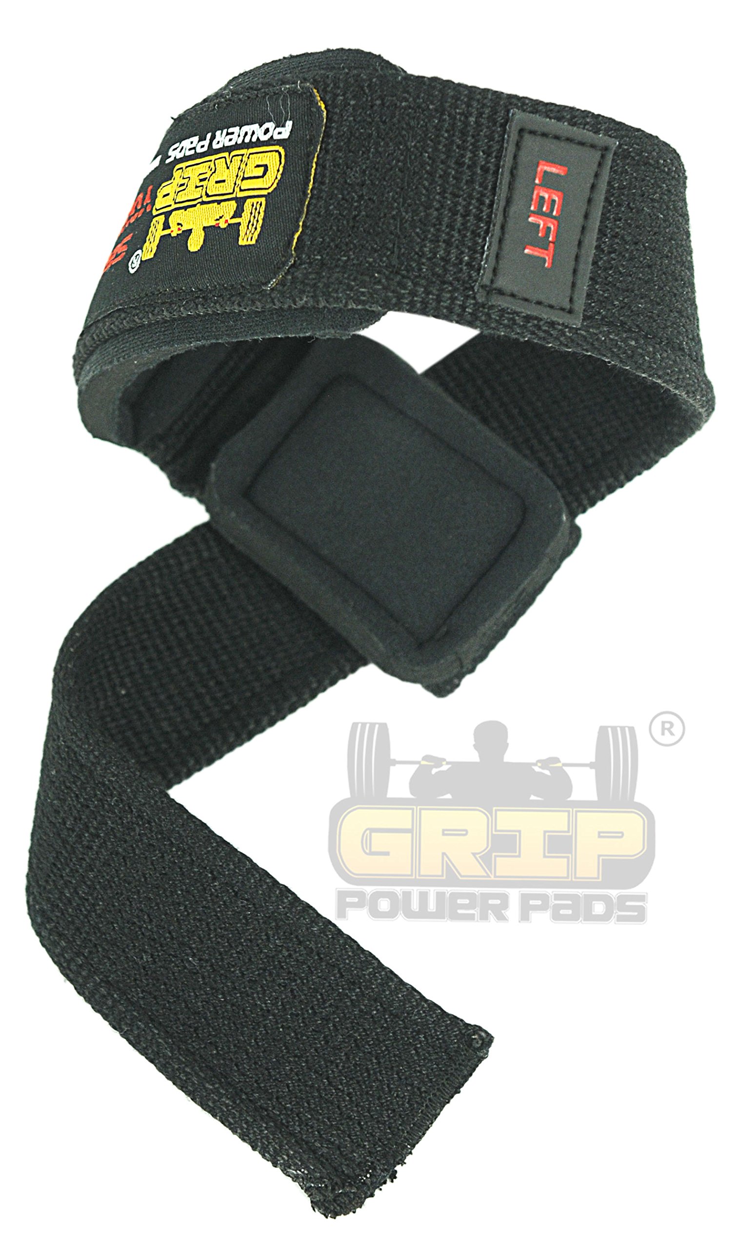 Heavy Duty Lifting Straps Neoprene Padded 1 Pair Wrist Wraps & Rubbery Grip Support Straps with Cotton Coated Rubber on One Side