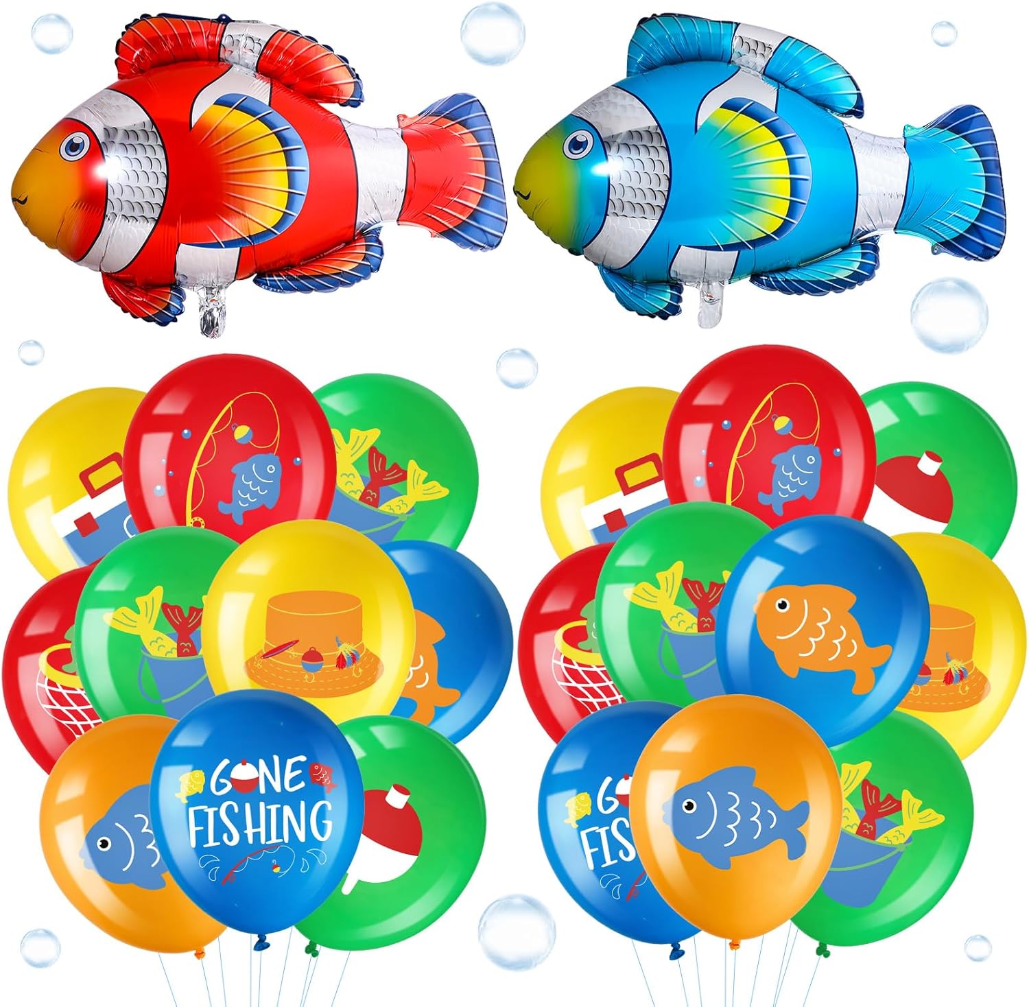 Capoda 38 Pcs Fish Balloons Fishing Birthday Party Supplies