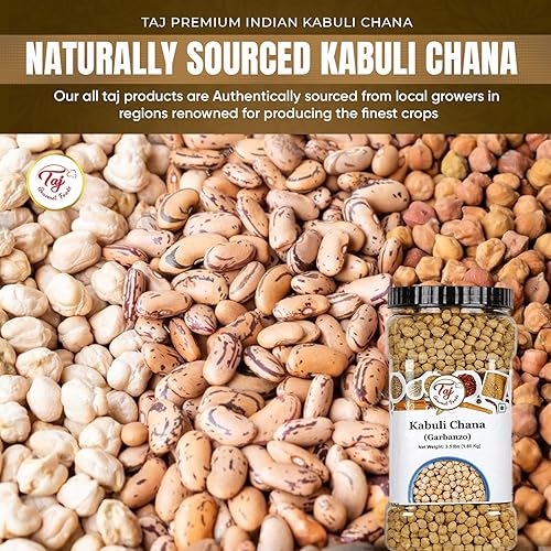 Miniatura 8 de TAJ Premium Indian Kabuli Chana, granos de garbanzo secos, (frasco de 3.5 libras)