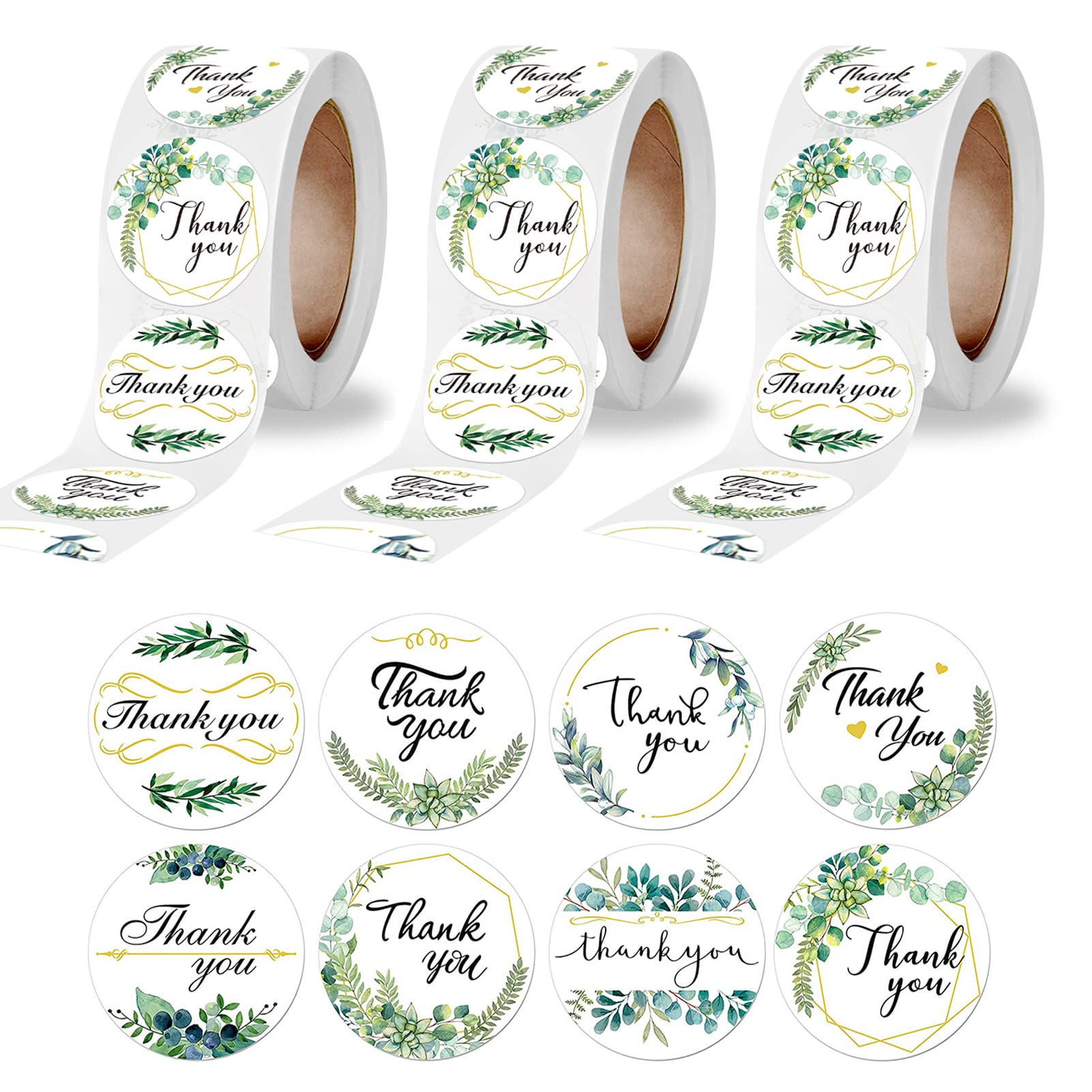 Snapklik.com : 1500 PCS Thank You Stickers 1.5 Inch Greenery Labels ...