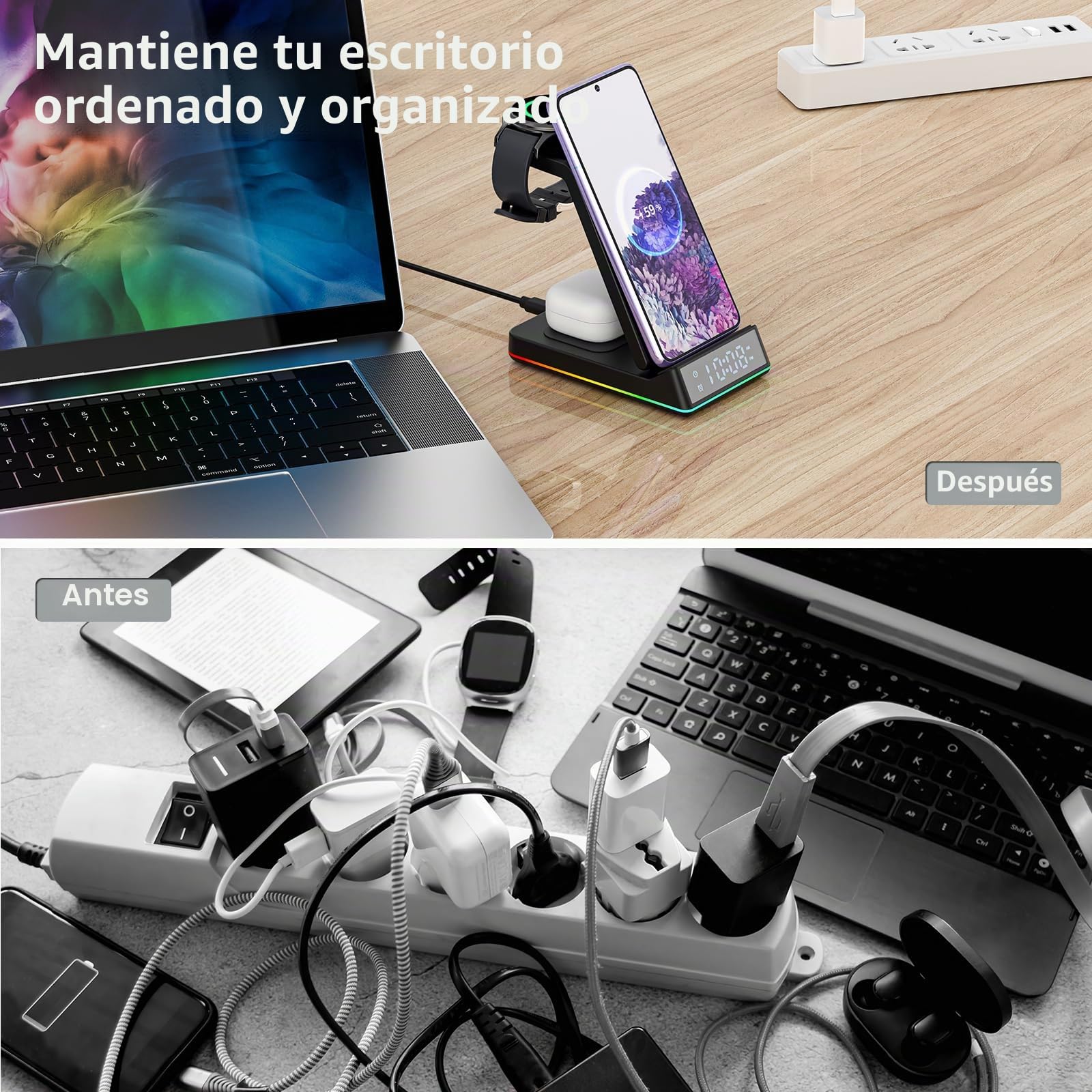 Cargador Inalámbrico Rápido Stand 3 en 1 para Samsung S24 S23 S22 Ultra S24 S21 S20 Galaxy Buds+ Pro,Wireless Charger für Galaxy Watch 5/5 Pro/4/3/Active 2/1